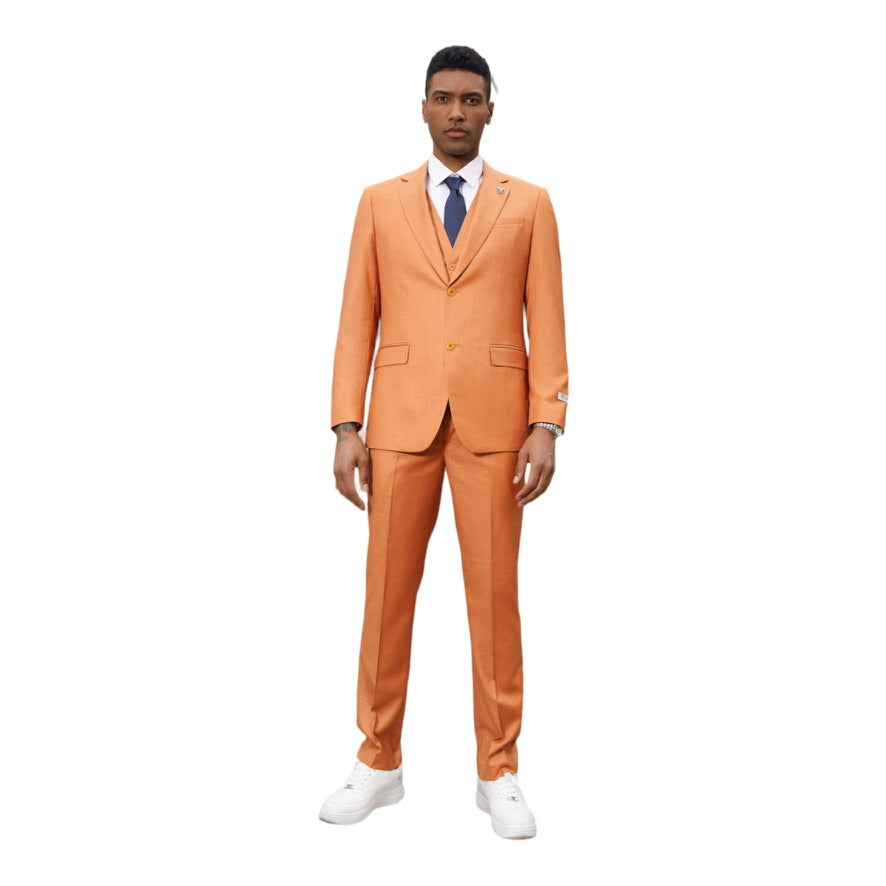 STACY ADAMS: Solid Texture 3pc. Suit SM156H1