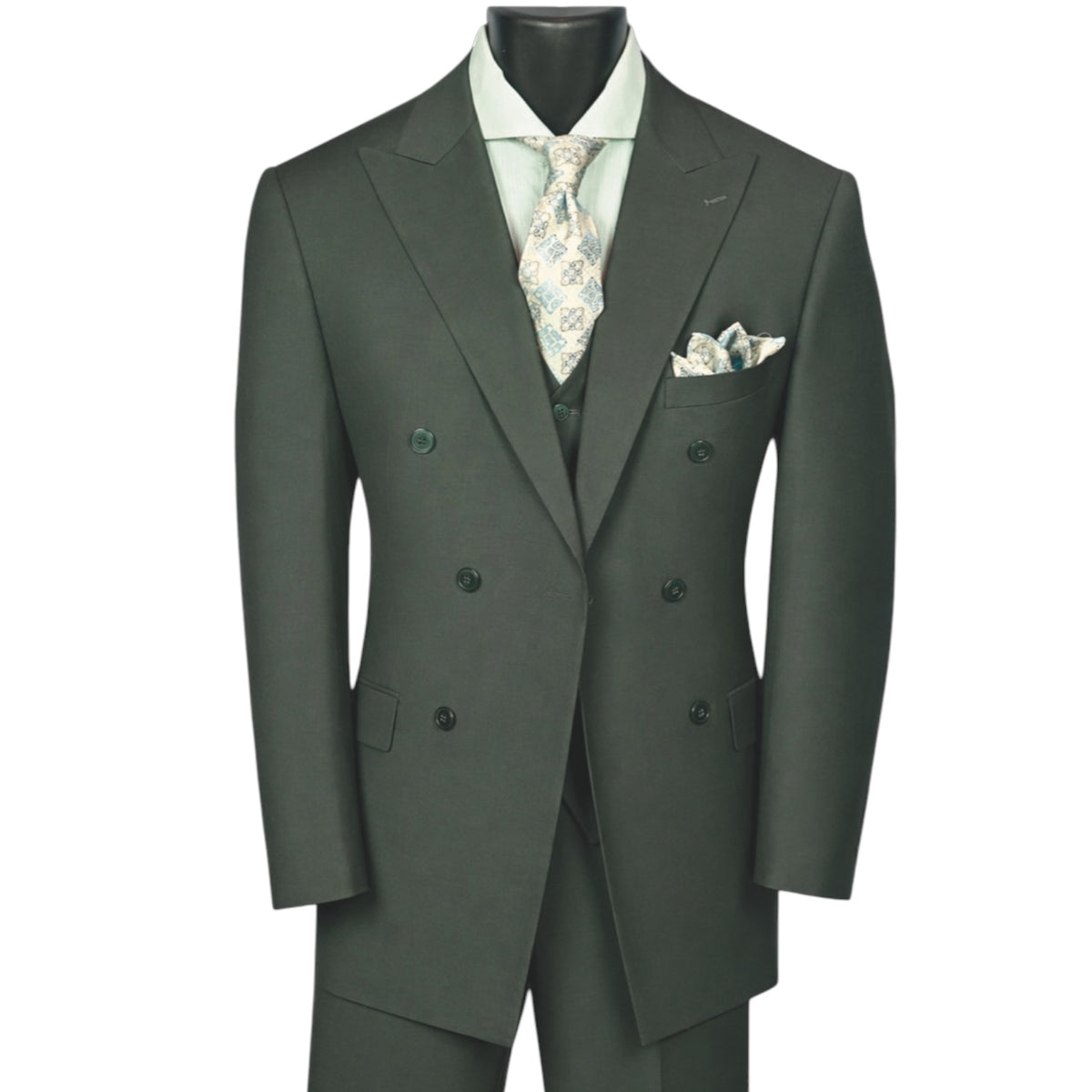 MAZARI: Solid Double Breast 3pc Modern Suit 4002