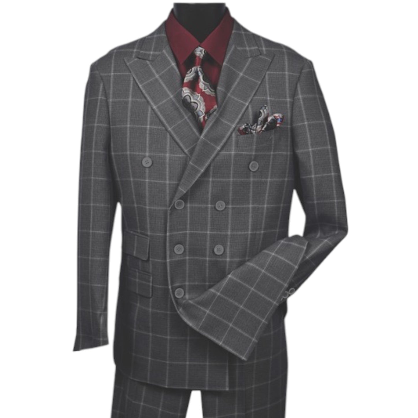 MAZARI: 2pc Windowpane Double Breast Suit 2418