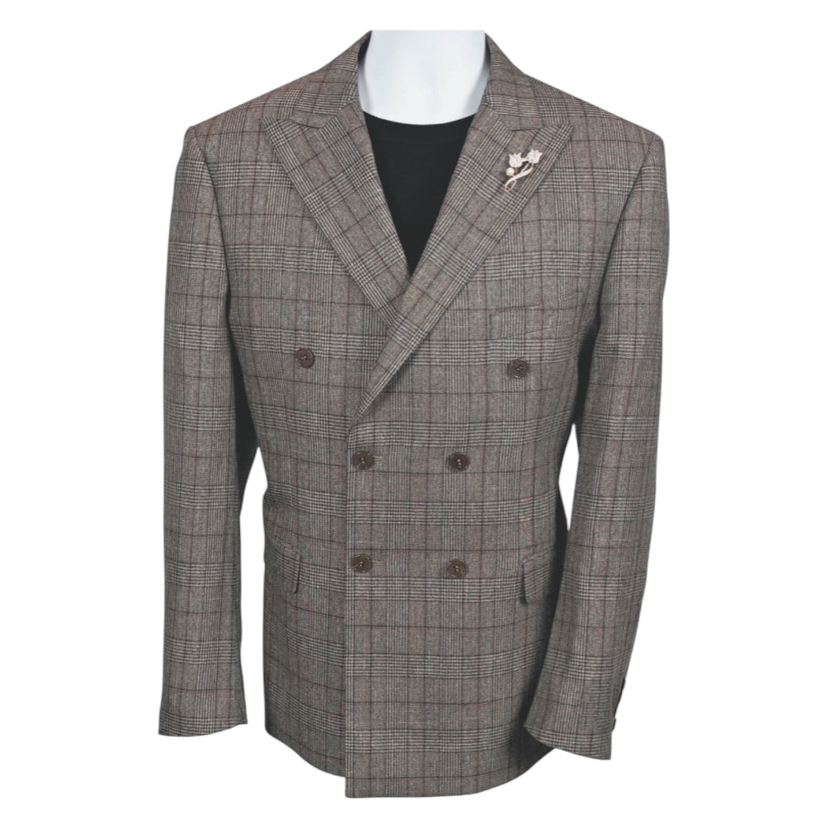 MICHAEL ADAMS: Plaid Double Breast Blazer 7110