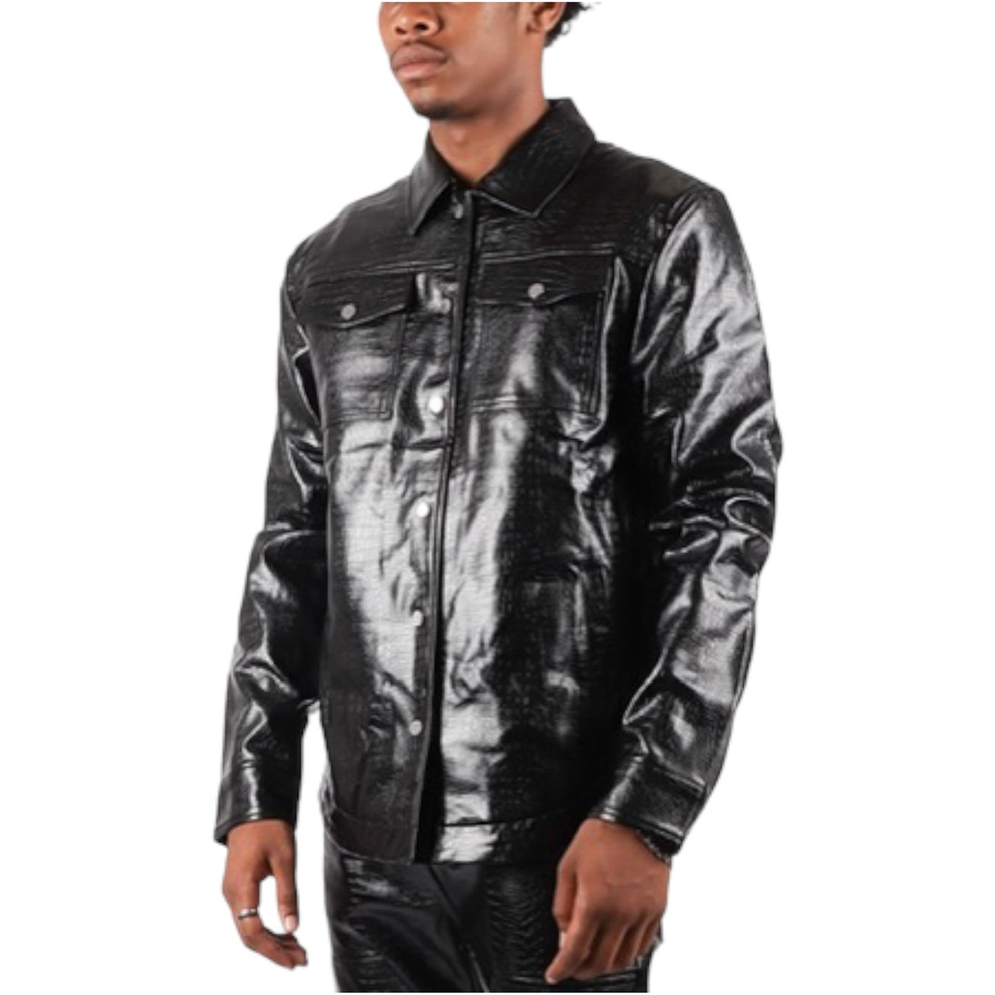 MAJESTIK: Shiny Snakeskin Shirt SH2351