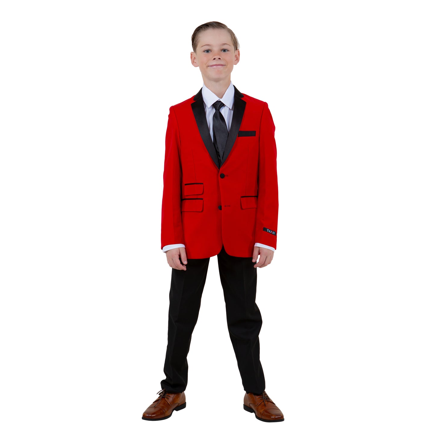 Tazzio Boy's 5pc Satin Notch Lapel Solid Suit