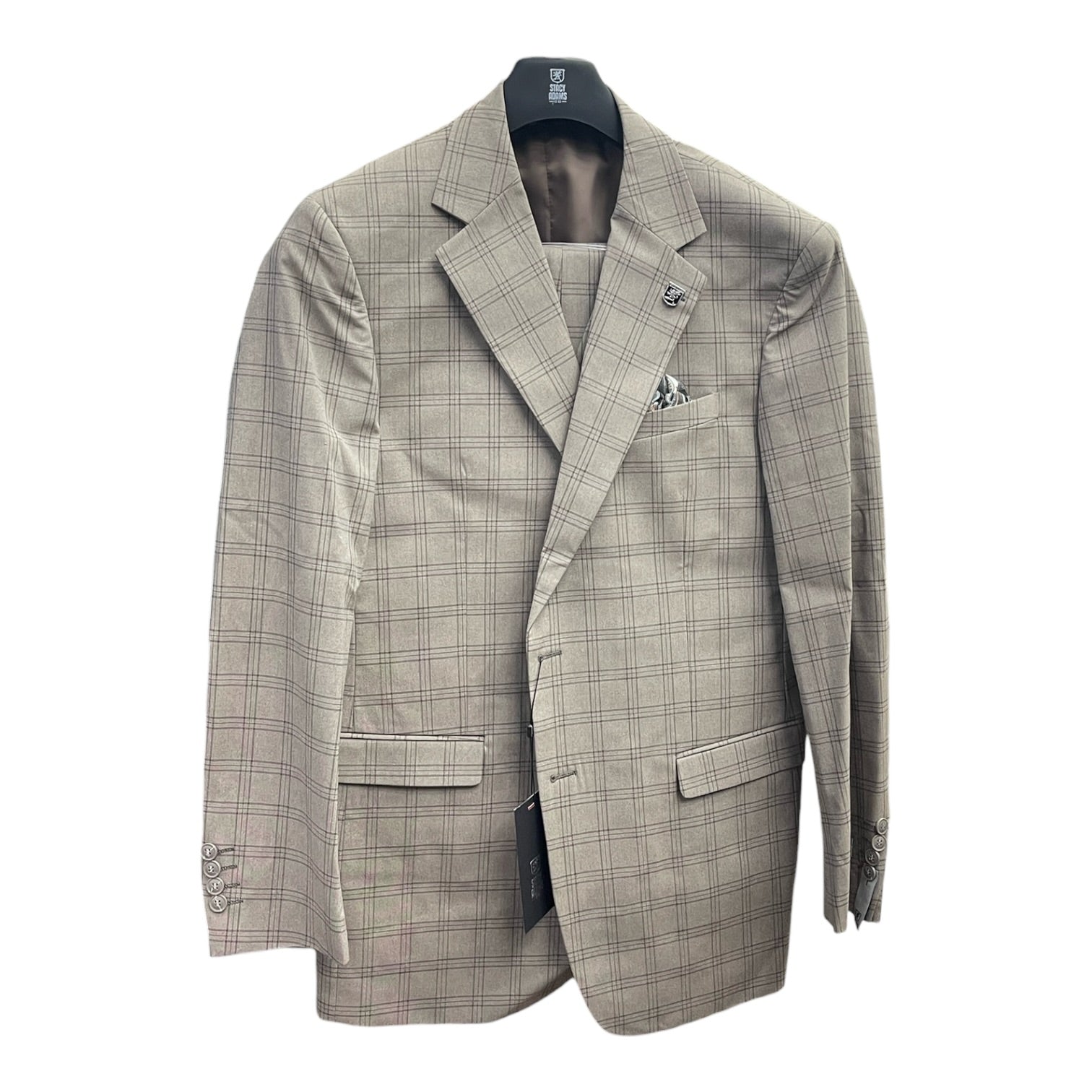 STACY ADAMS: Plaid 3pc. Modern Fit SA08-522