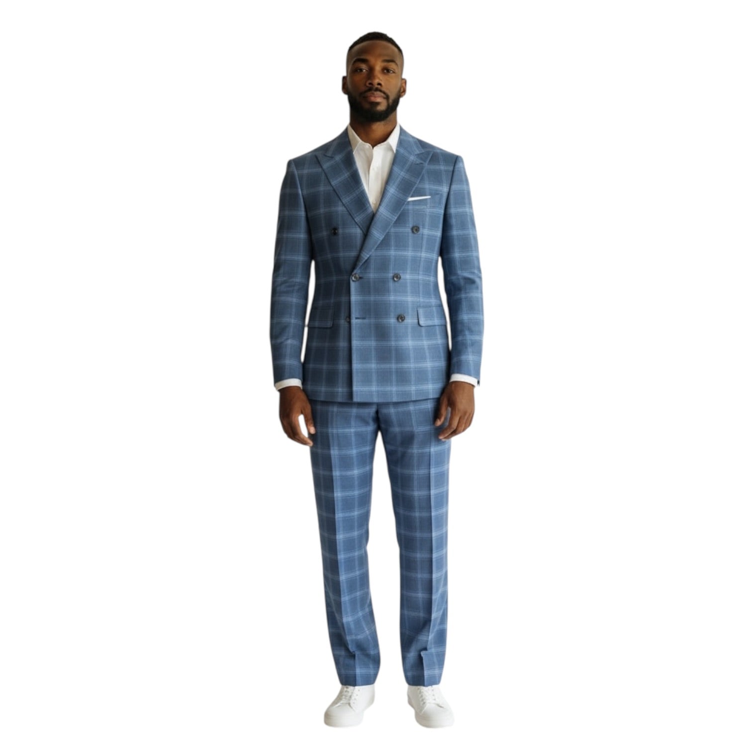 TAYION: Double Breast Plaid Modern Suit RAZ0092