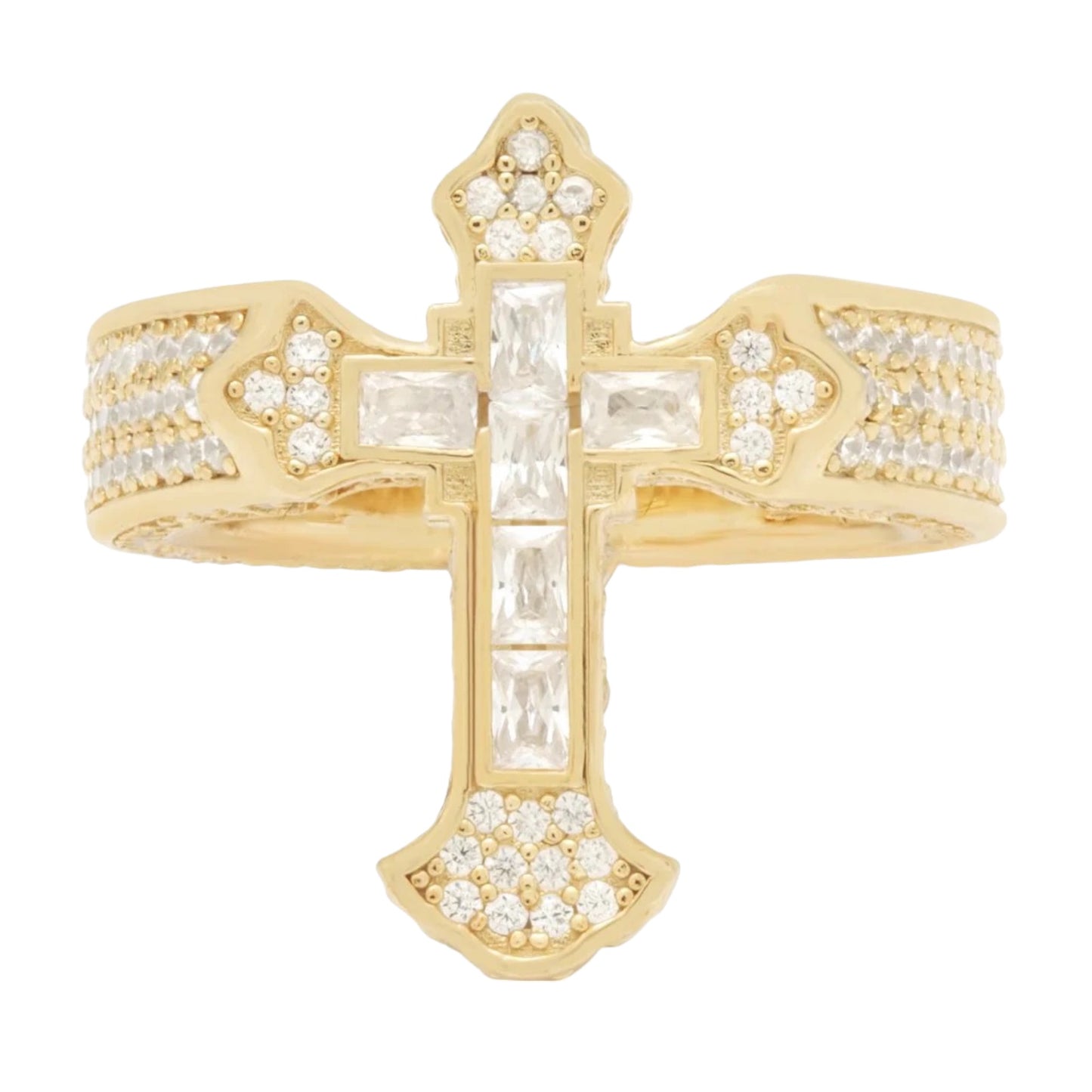 KING ICE: Fleur de Lis Cross Ring