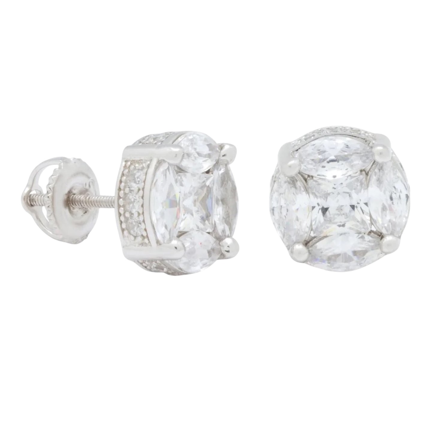 KING ICE: Brilliant Cut Button Stud Earrings