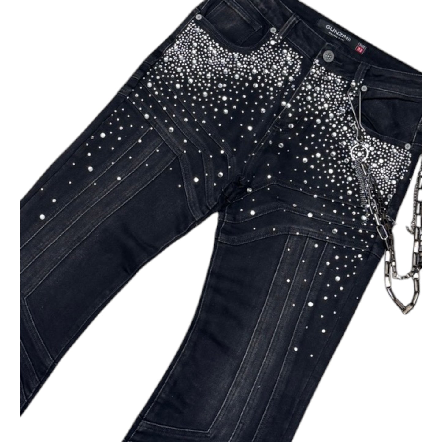 GUNZINII: Rhinestone Baggy Denim GZ595