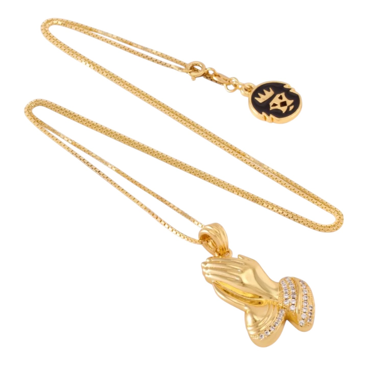 KING ICE: 14K Praying Hands Emoji Necklace