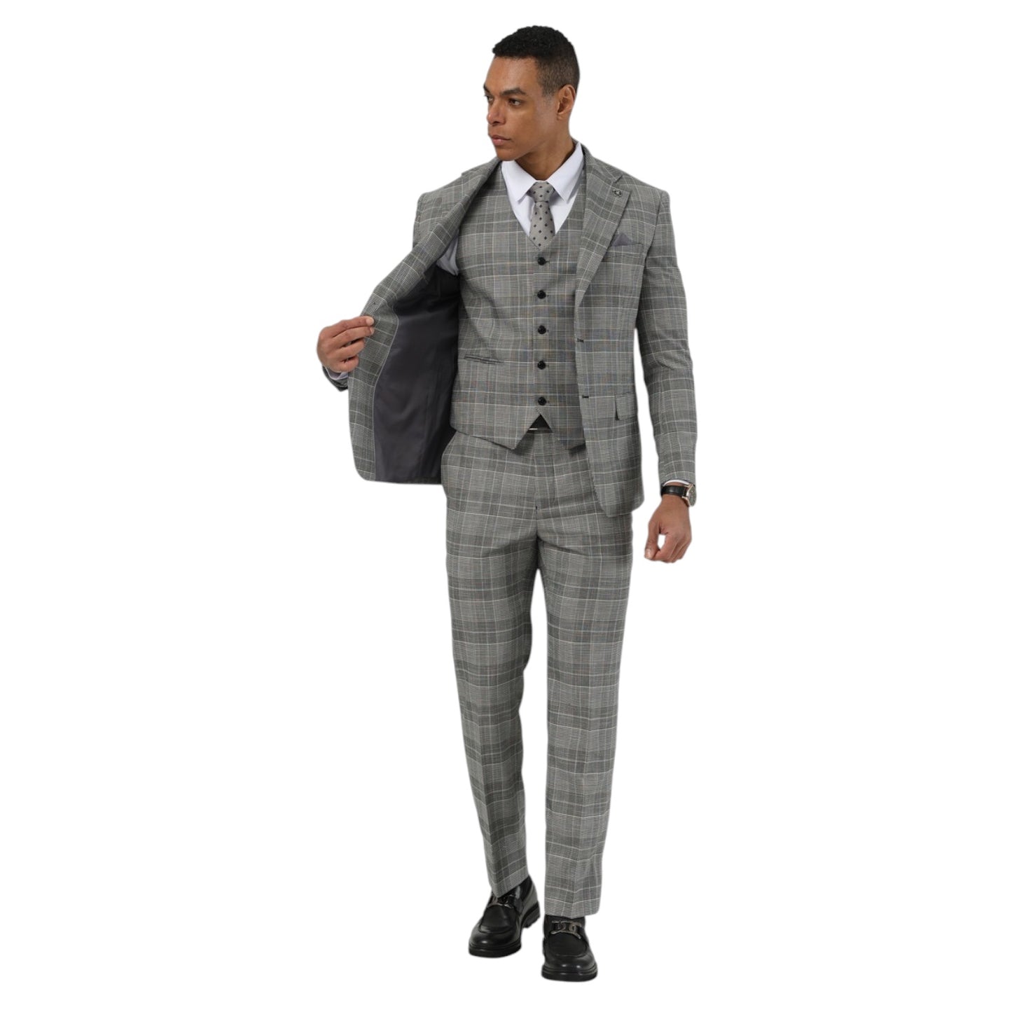 STACY ADAMS: Plaid 3pc. Suit SM204H1