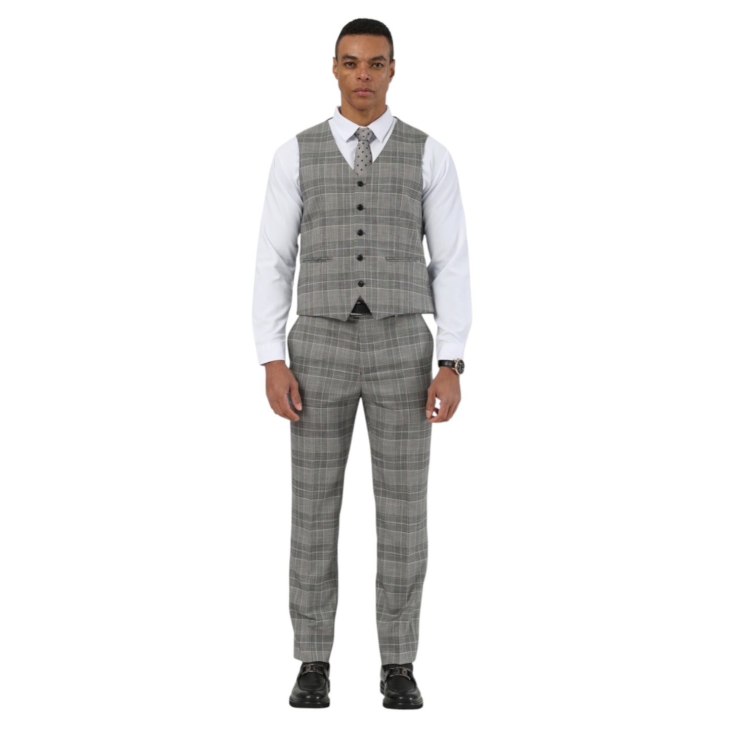 STACY ADAMS: Plaid 3pc. Suit SM204H1