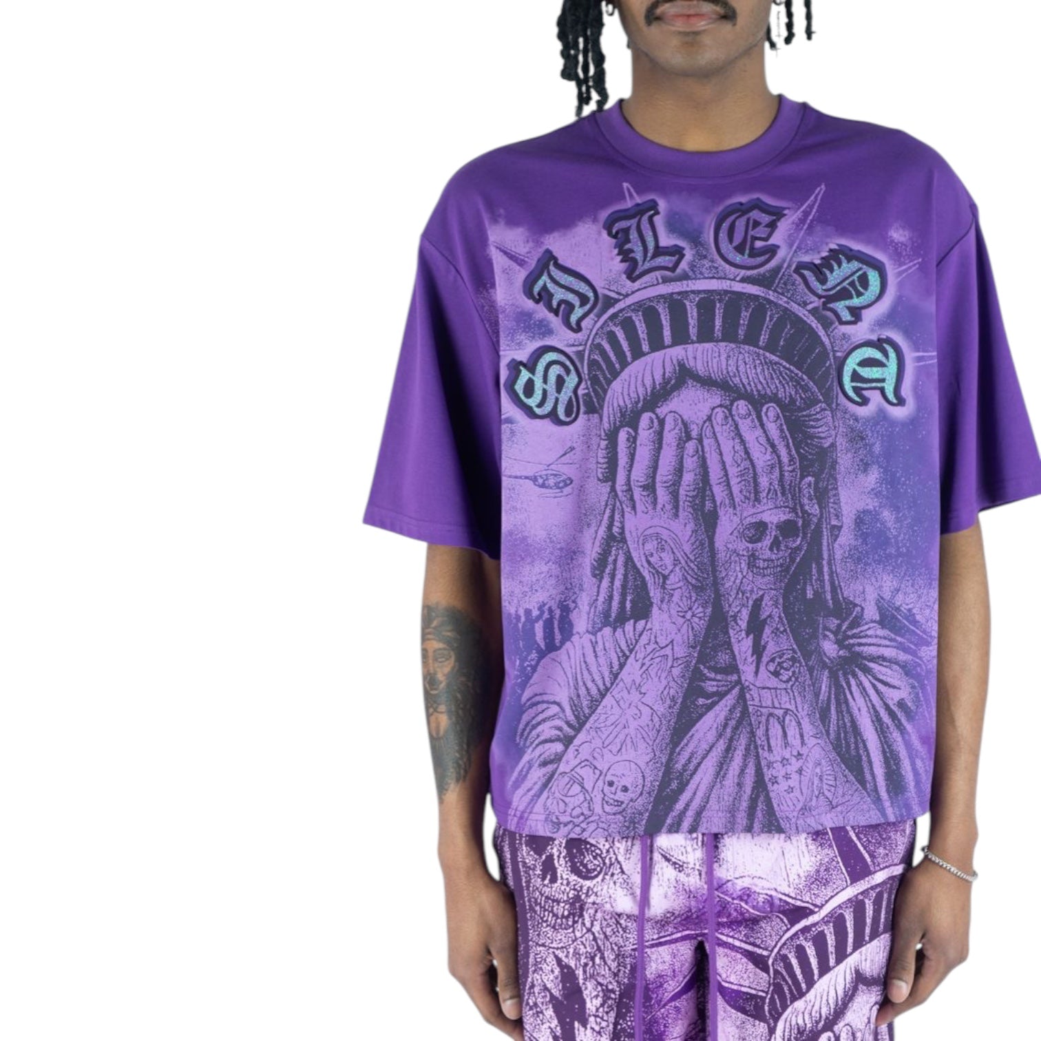 REBEL MINDS: Weeping Liberty Crop Tee 610-11117