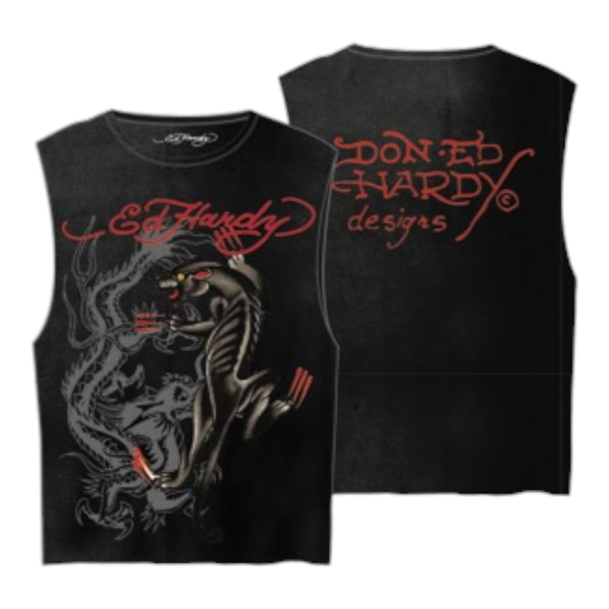 ED HARDY: Panther Rose Sleeveless Tee 23