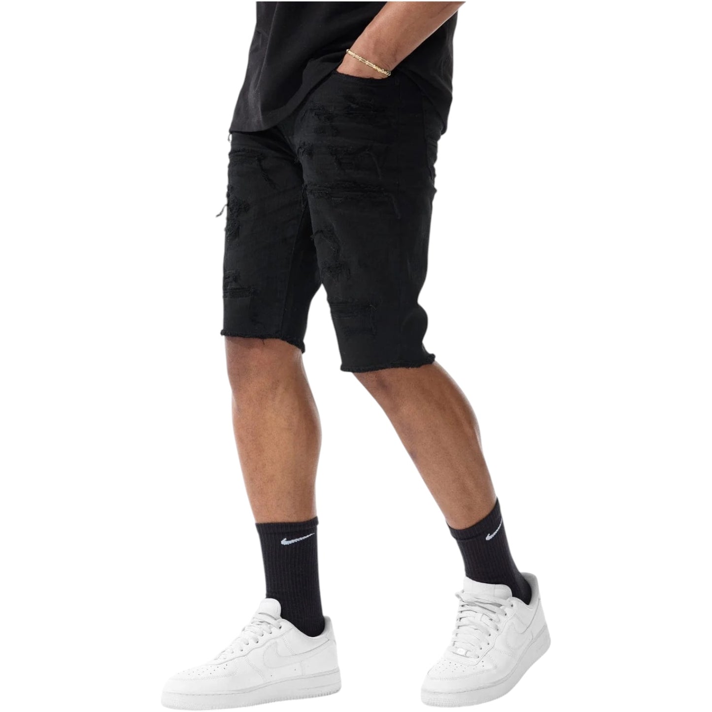 JORDAN CRAIG: Shredded Denim Shorts J3219
