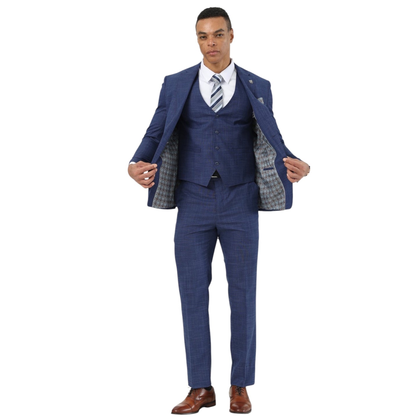 STACY ADAMS: Crosshatch 3pc. Suit SM208H1