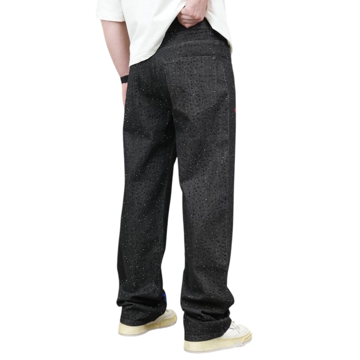 RICH GANG: Rhinestone Cross Baggy Denim 2Y97
