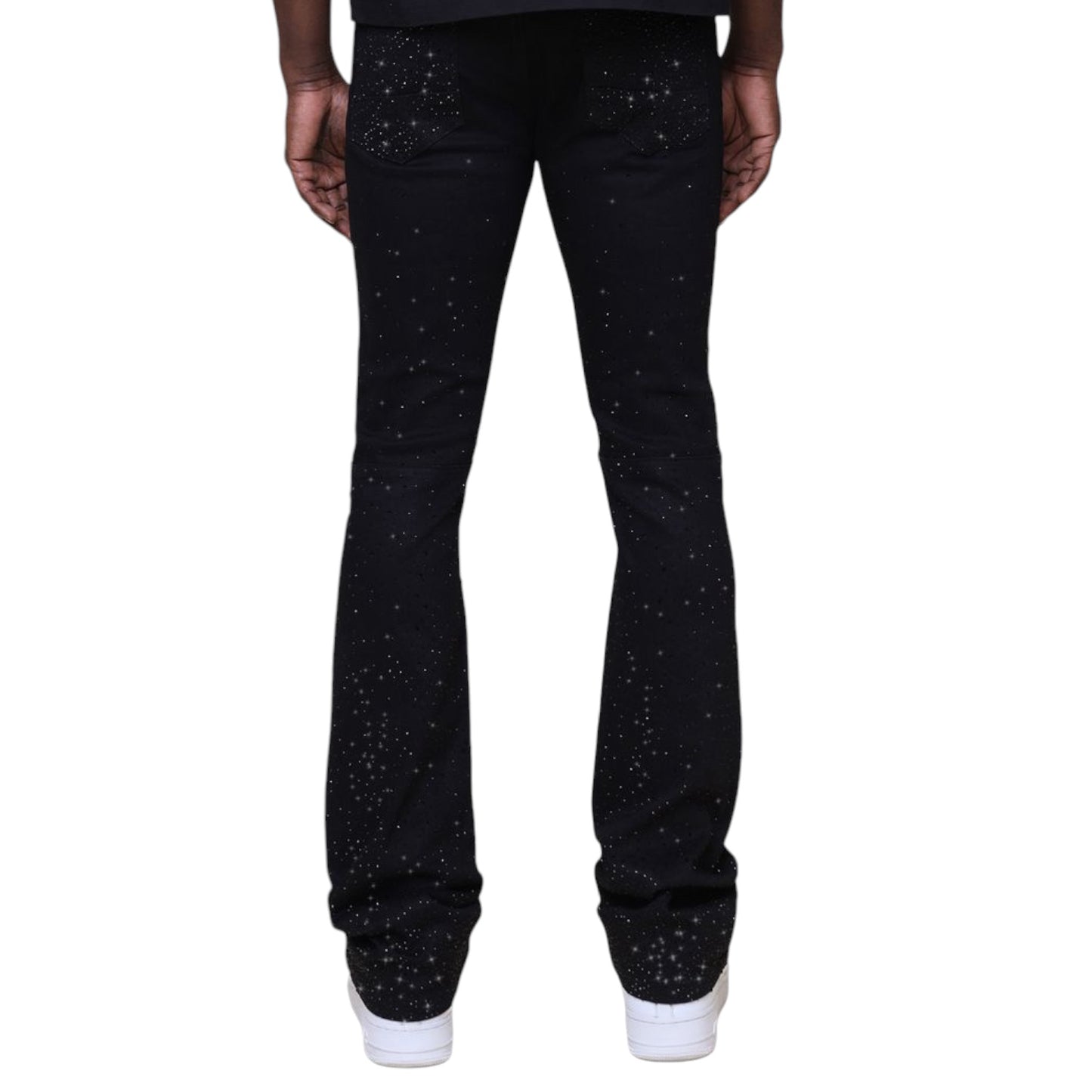SMOKE RISE: All Rhinestone Stacked Jeans JP25536
