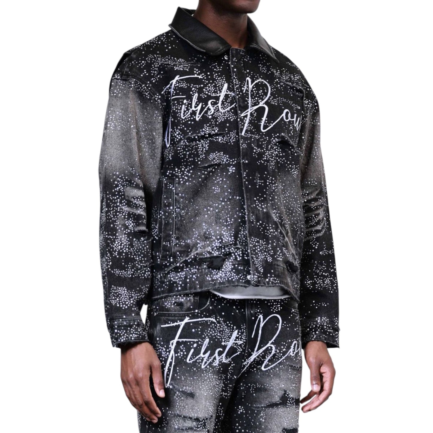 FIRST ROW: Rhinestone Workwear Jacket FRJ2133