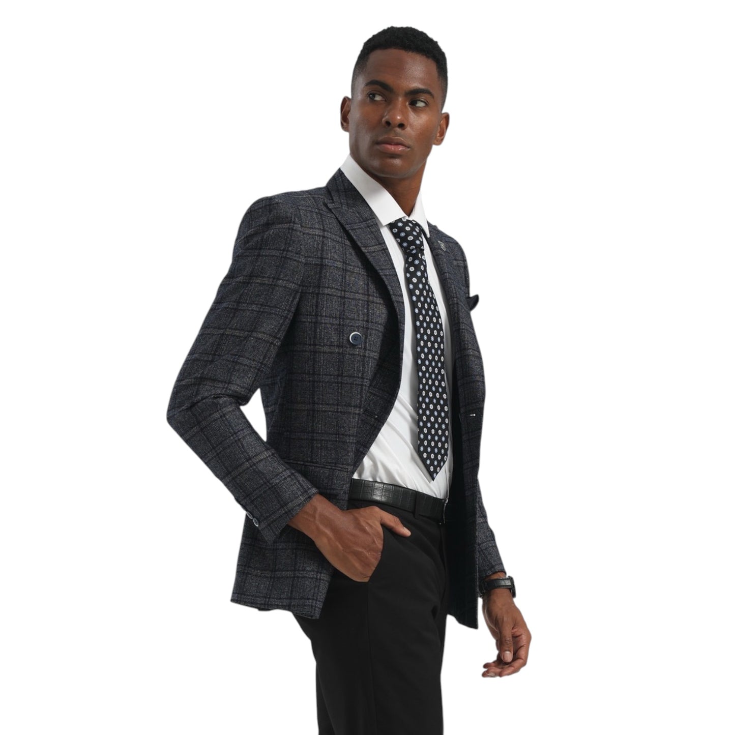 STACY ADAMS: Plaid Double Breast Blazer SMJ831H1