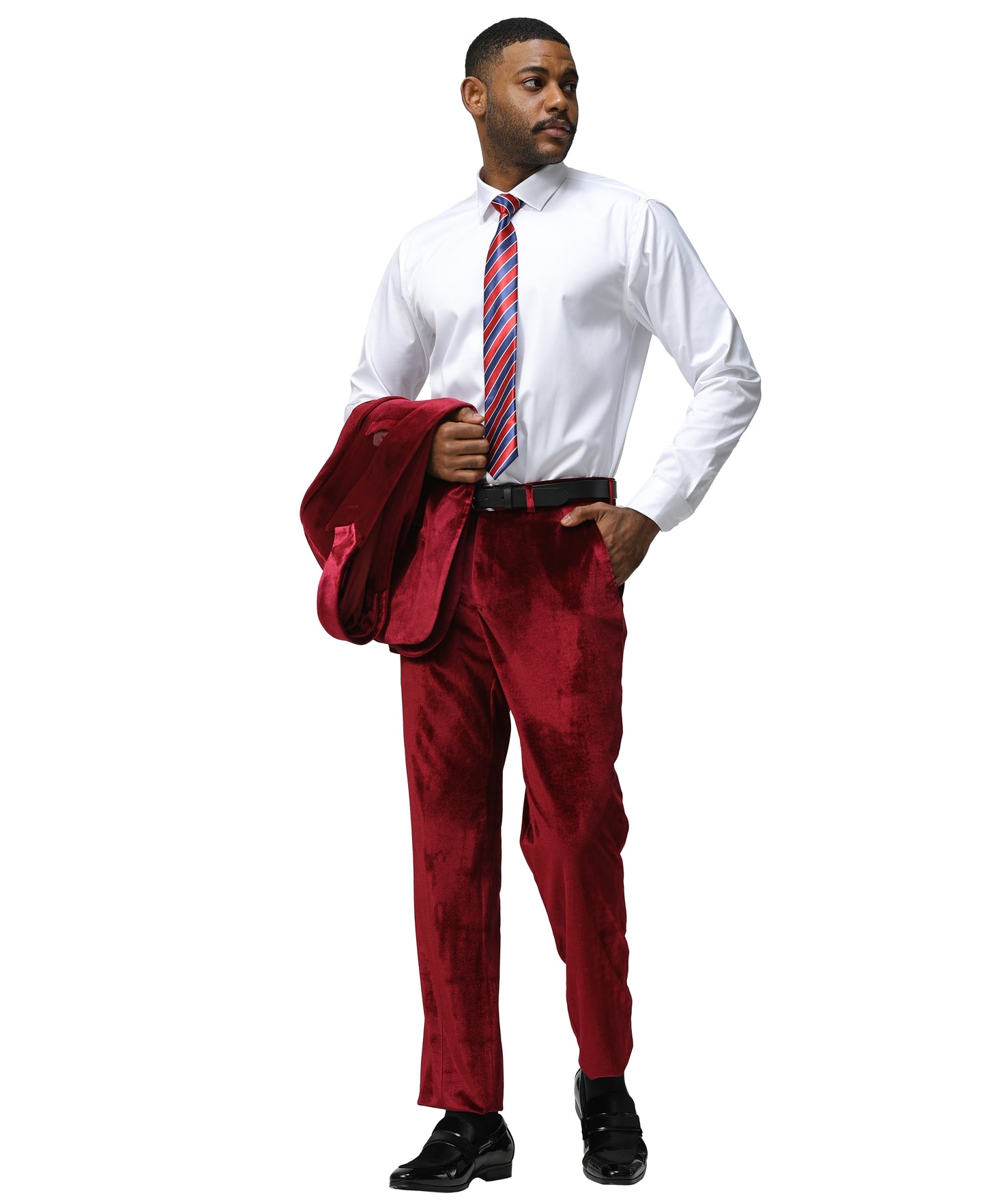 3 PC Solid Textured Peak Lapel Suit