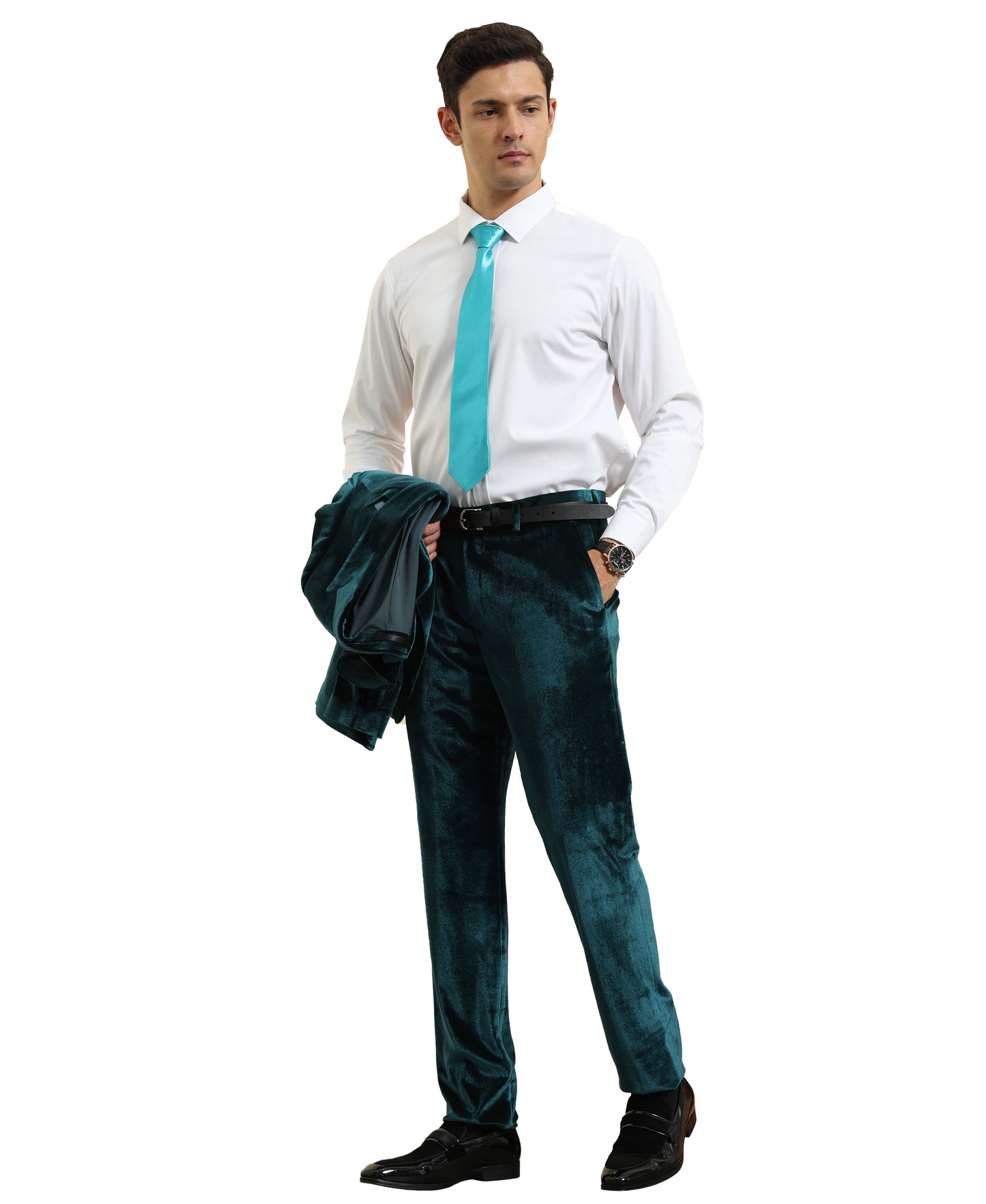 3 PC Solid Textured Peak Lapel Suit