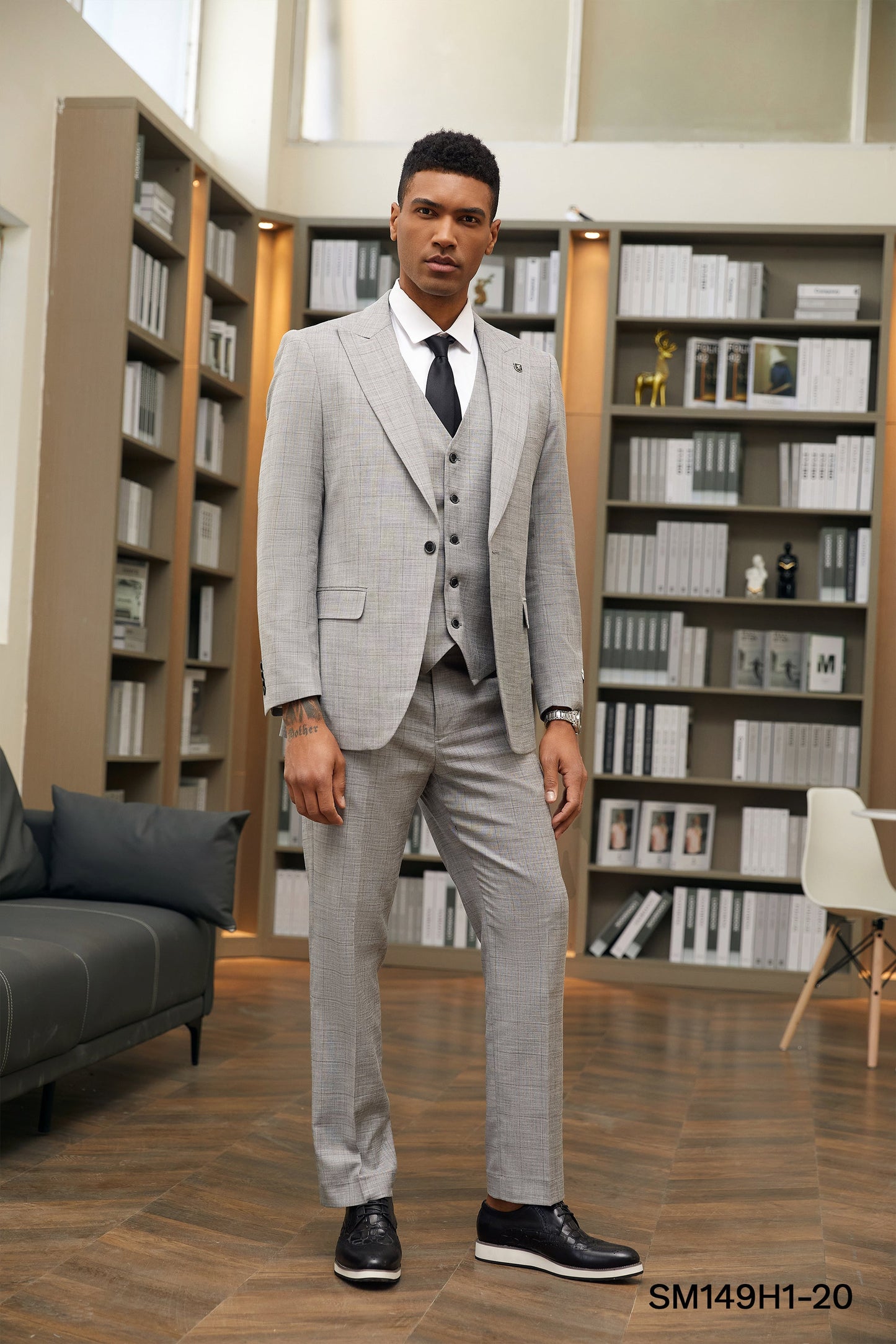 Stacy Adams Hybrid-Fit Vested Suit, Light Grey Windowpane
