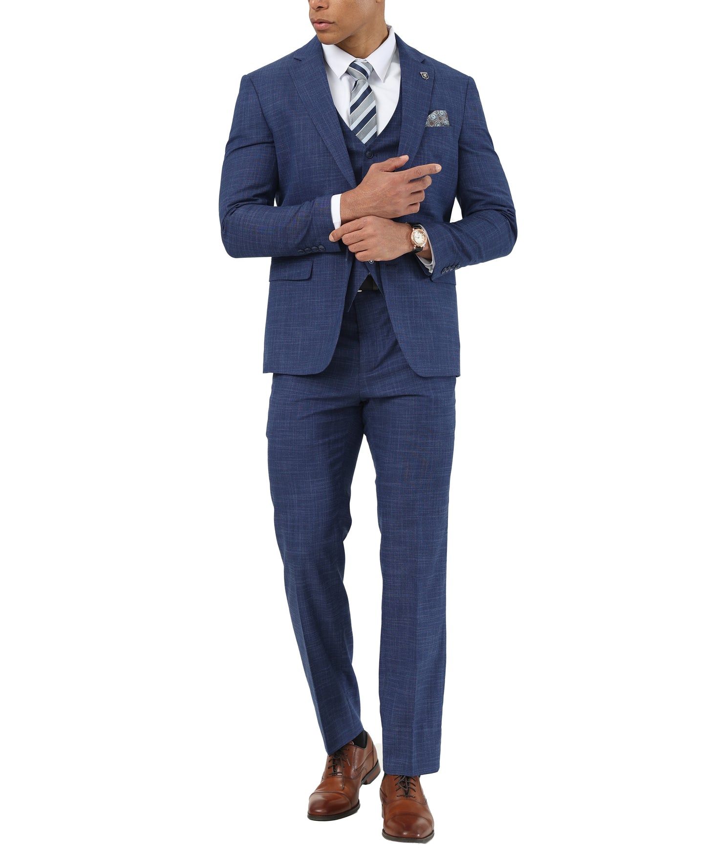 Mens Suit Crosshatch 3pc by Stacy Adams