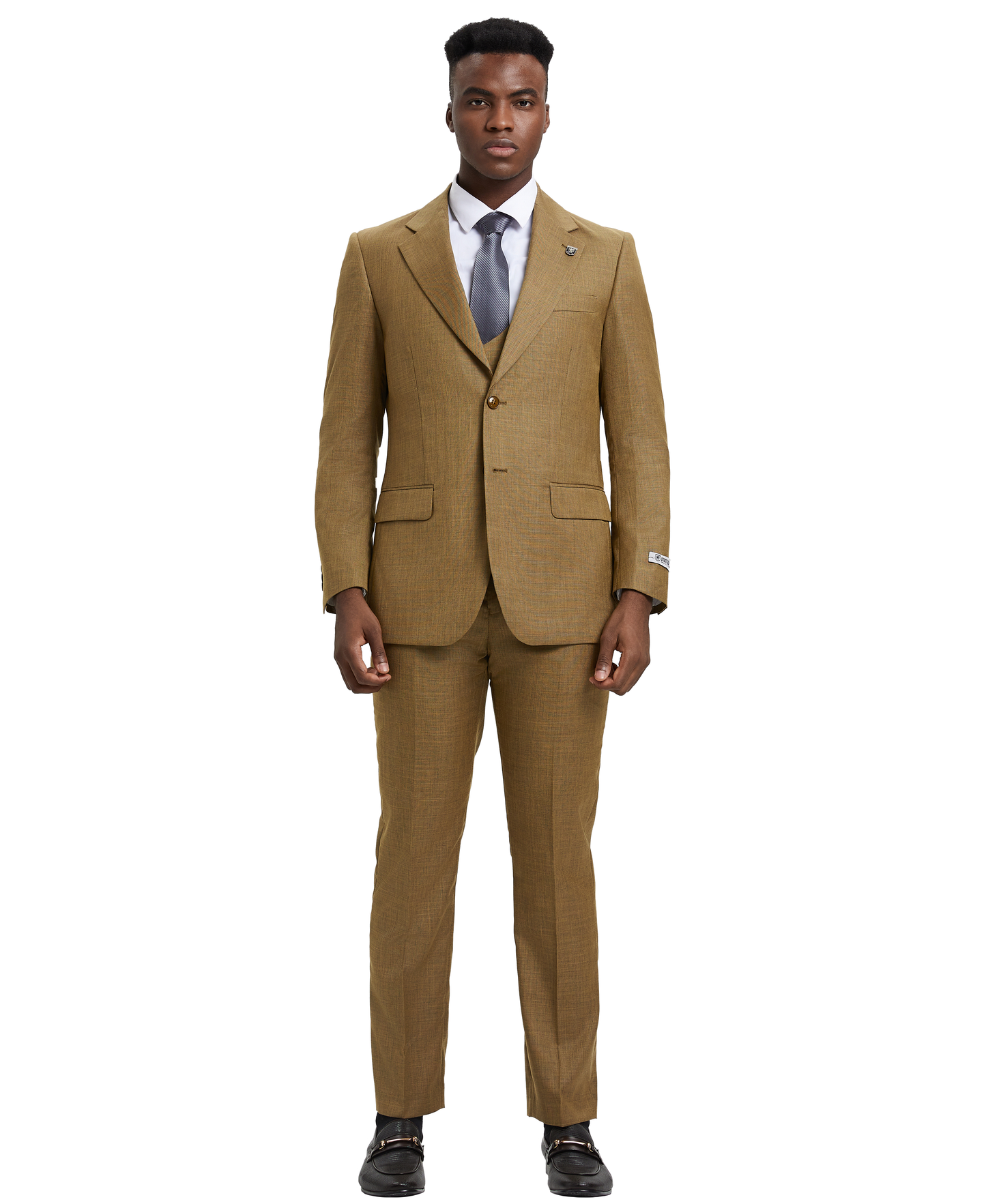 STACY ADAMS: Hybrid Textured 3pc Modern Suit SM324H1