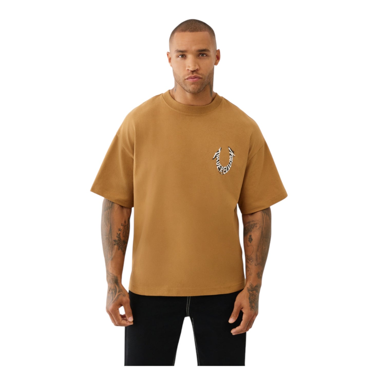 TRUE RELIGION: Painted Puff Print Horeshoe SS Tee 109534