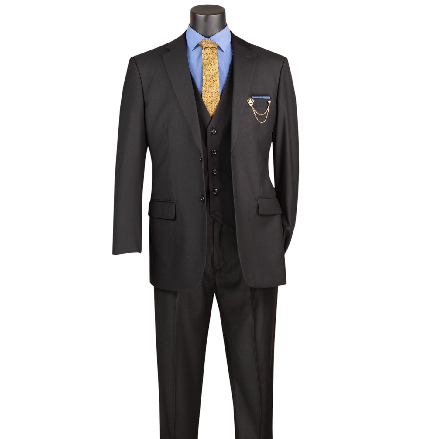 VINCI: 3pc. Solid Vested Modern Fit Suit F-V2TR