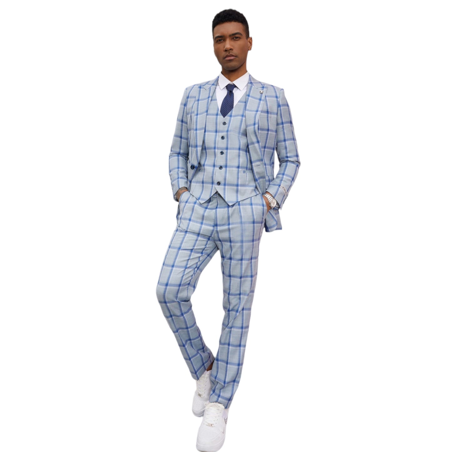 STACY ADAMS: Plaid 3pc. Suit SM139H1