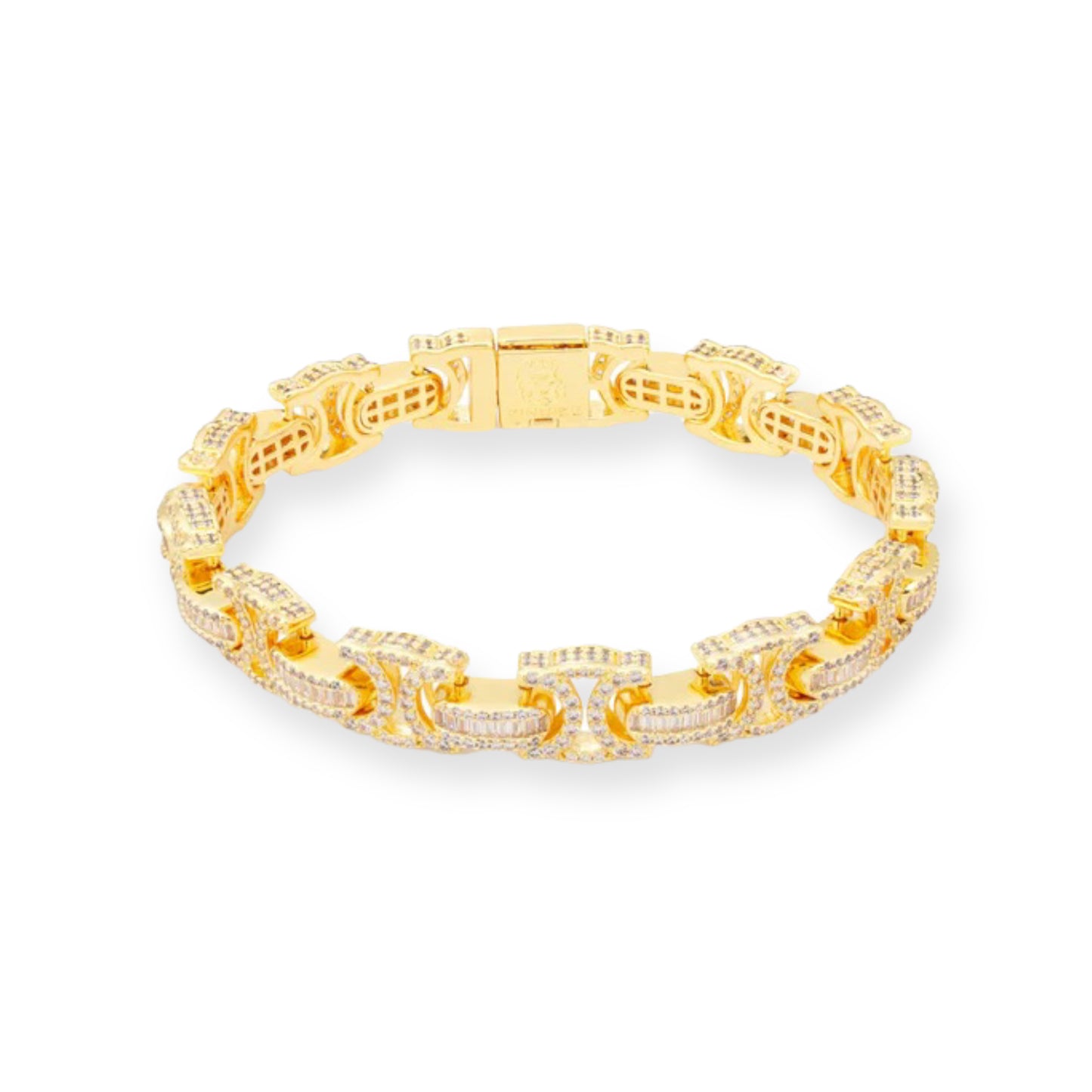 KING ICE: 10mm Iced baguette Cut Byzantine Bracelet