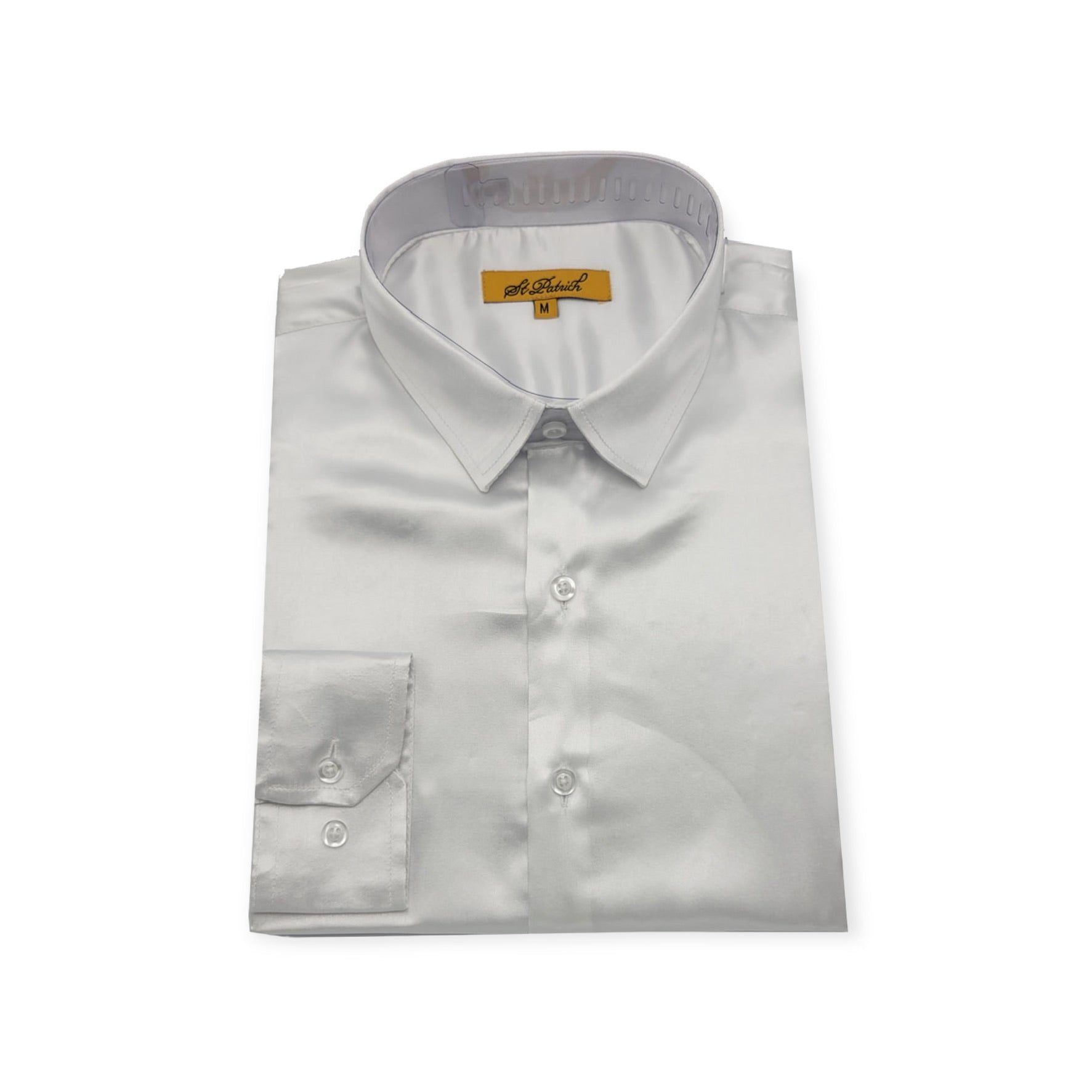 ST. PATRICK: Satin Slim Fit Dress Shirt SSS White / M ST. PATRICK: Satin Slim Fit Dress Shirt SSS White / M