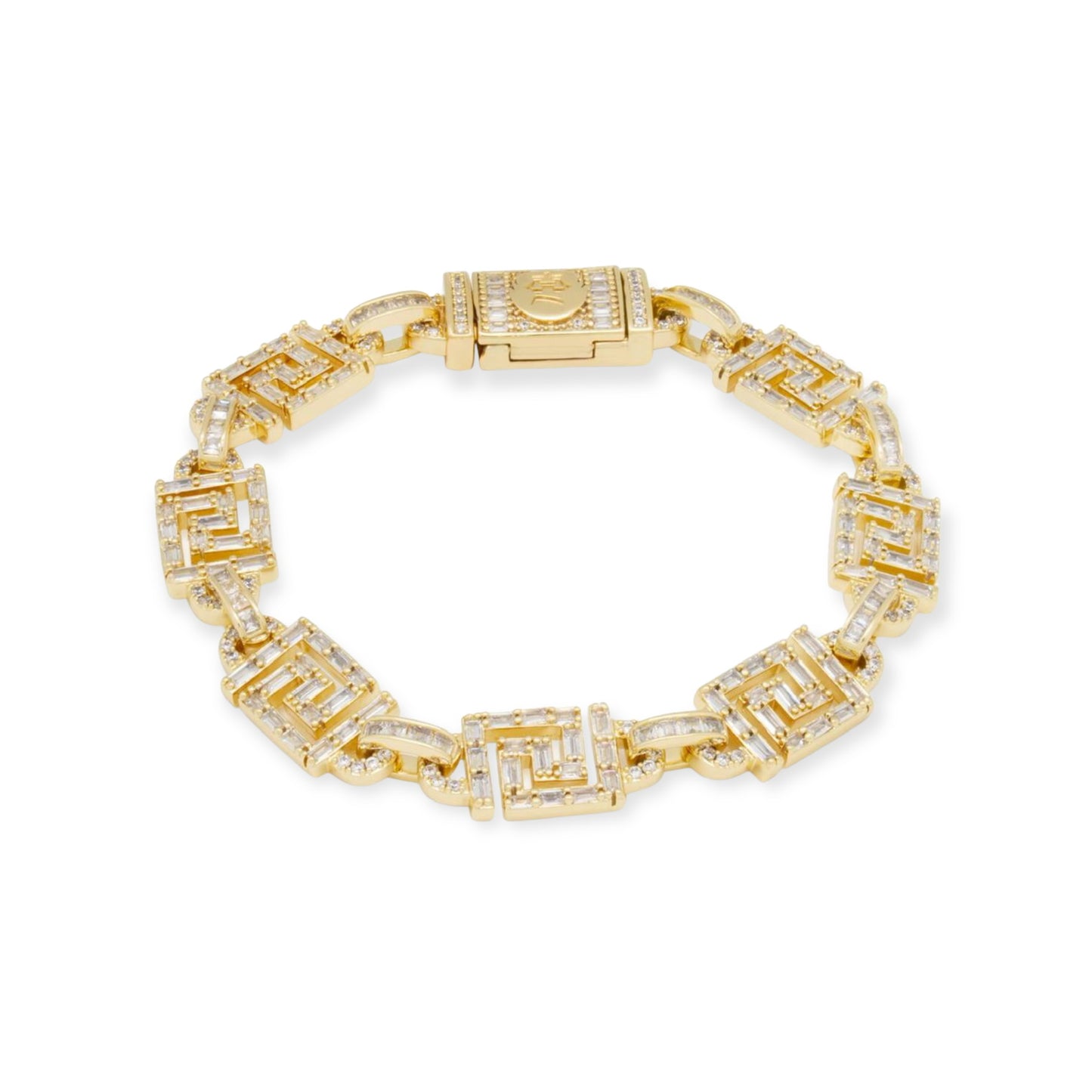KING ICE: 10mm Iced Greek Key Bracelet