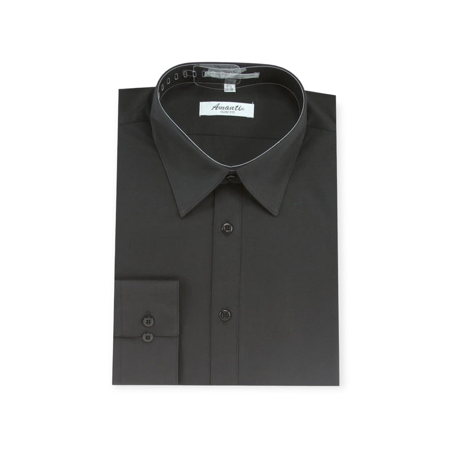 AMANTI: Slim Dress Shirt Black