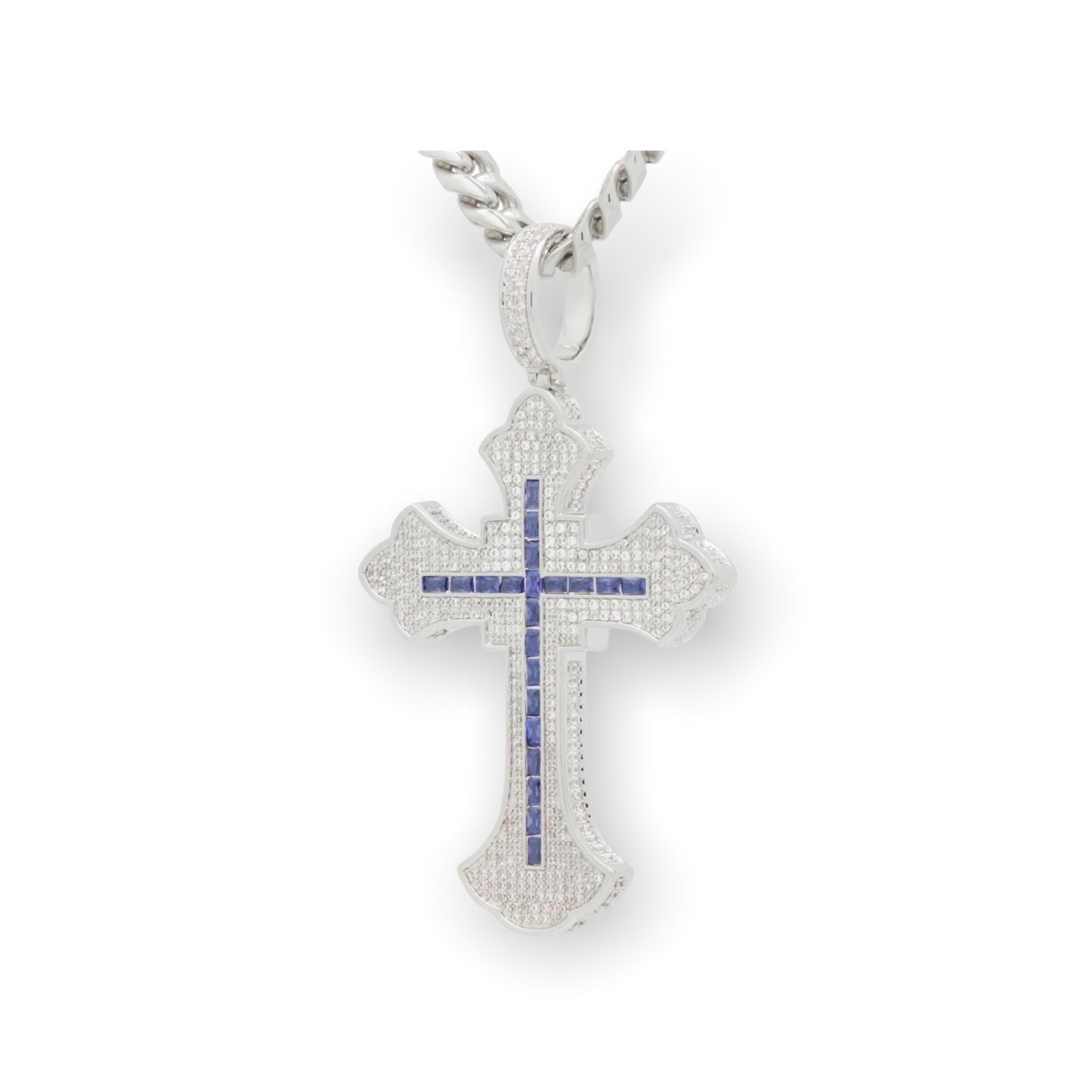 KING ICE: Fleur De Lis Cross Necklace