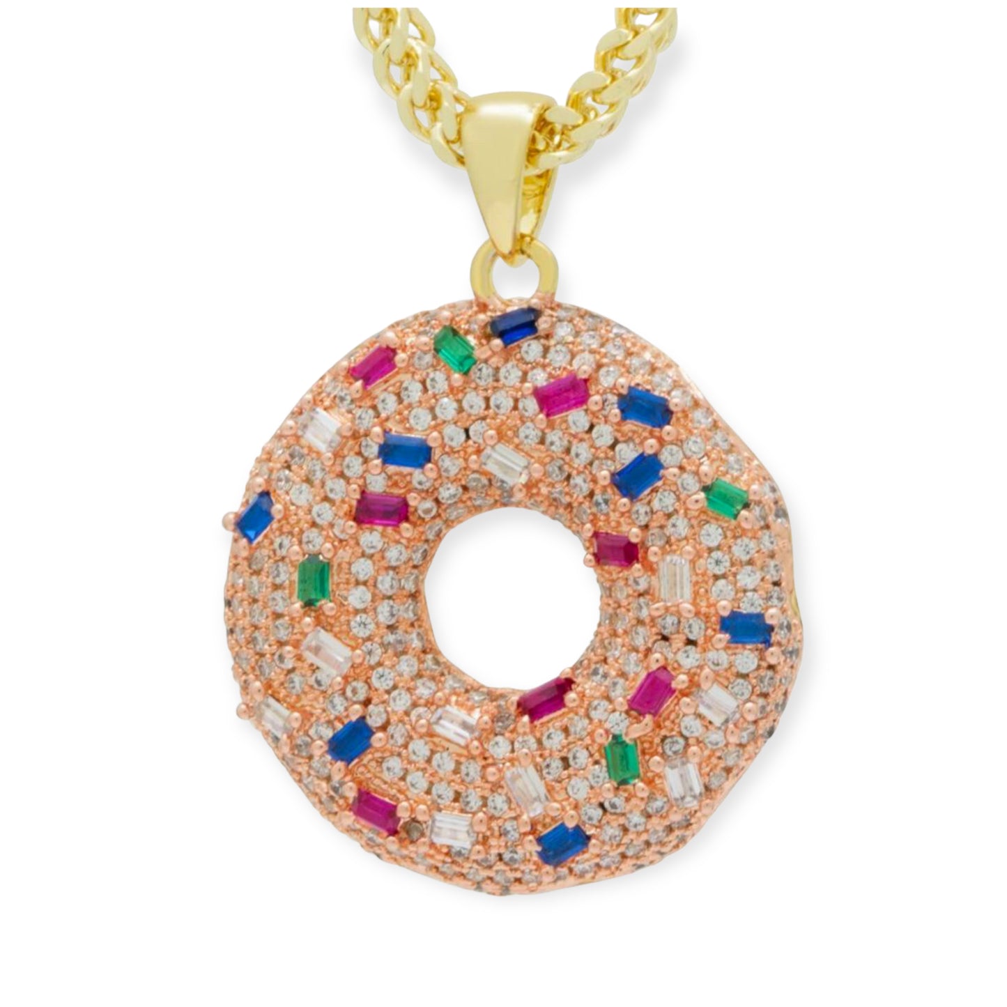 KING ICE: 14k Pink Donut Necklace