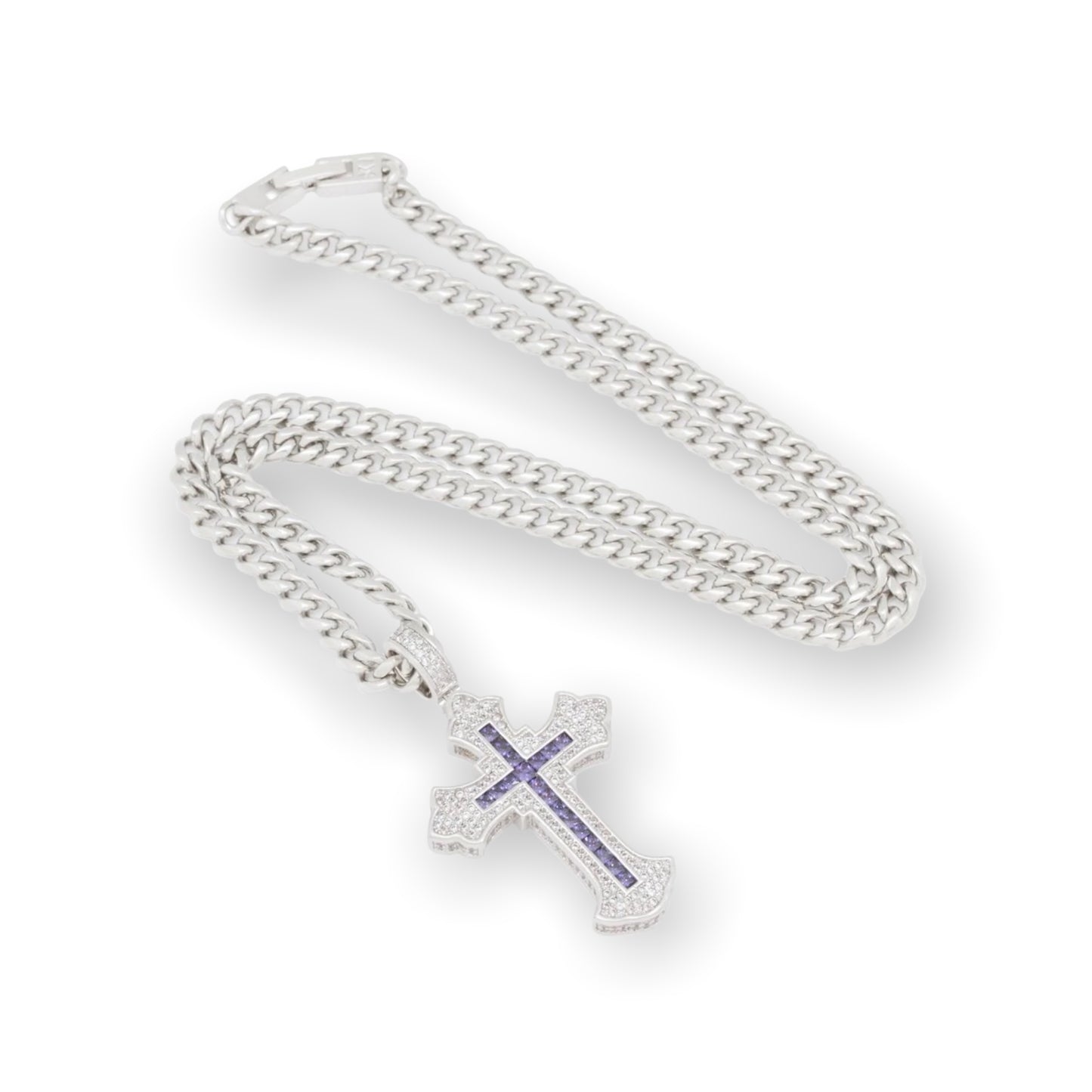KING ICE: Fleur De Lis Cross Necklace