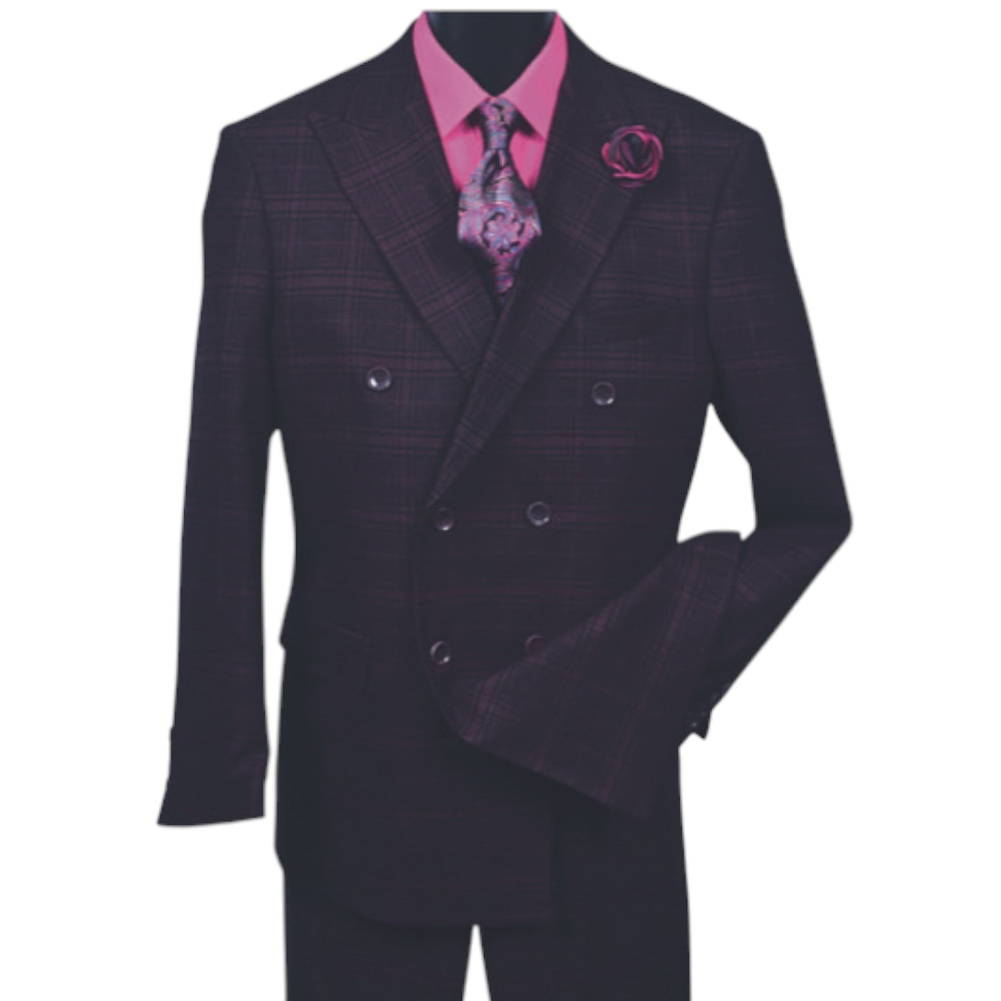 MAZARI: 2pc Plaid Double Breast Suit 2412