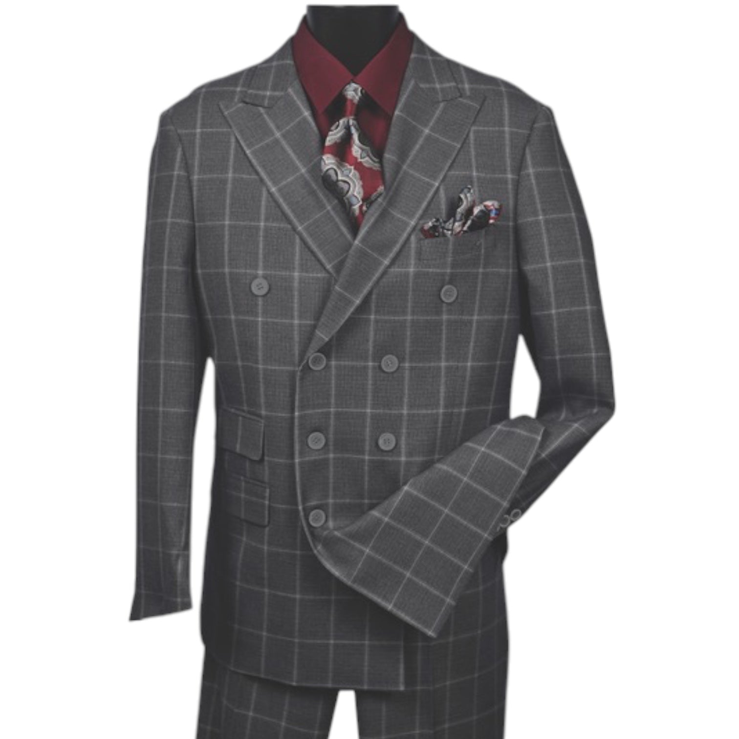 MAZARI: 2pc Windowpane Double Breast Suit 2418