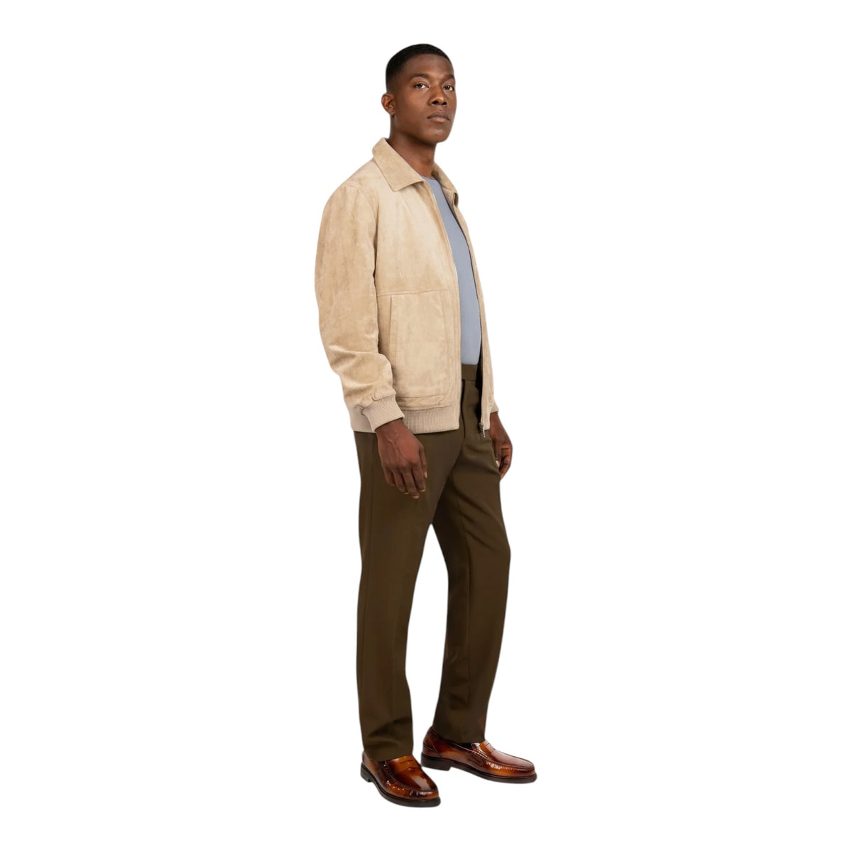 R. LEWIS: Suede Bomber Jacket RLO12
