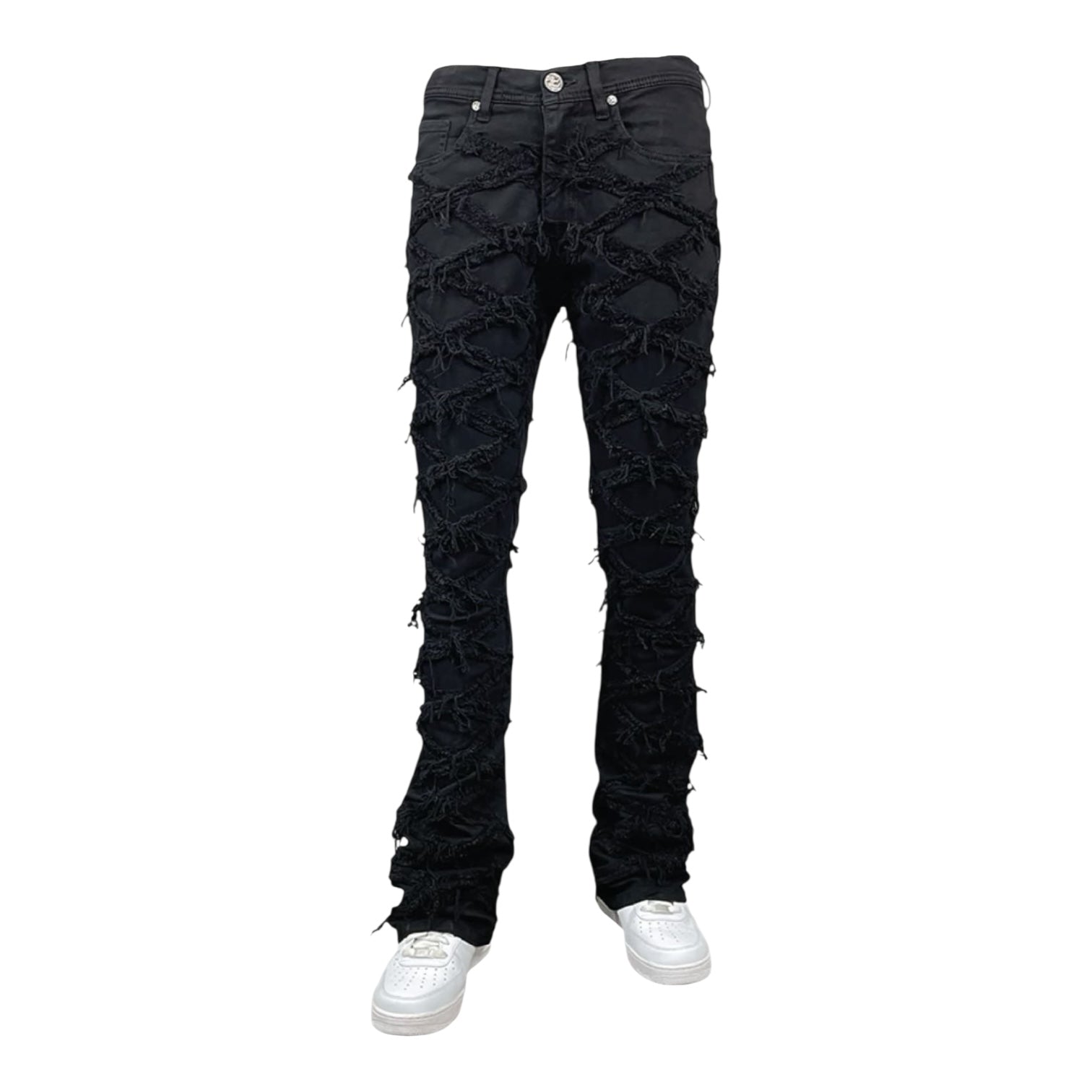 BLIND TRUST: Cross Stacked Jeans BTP25727