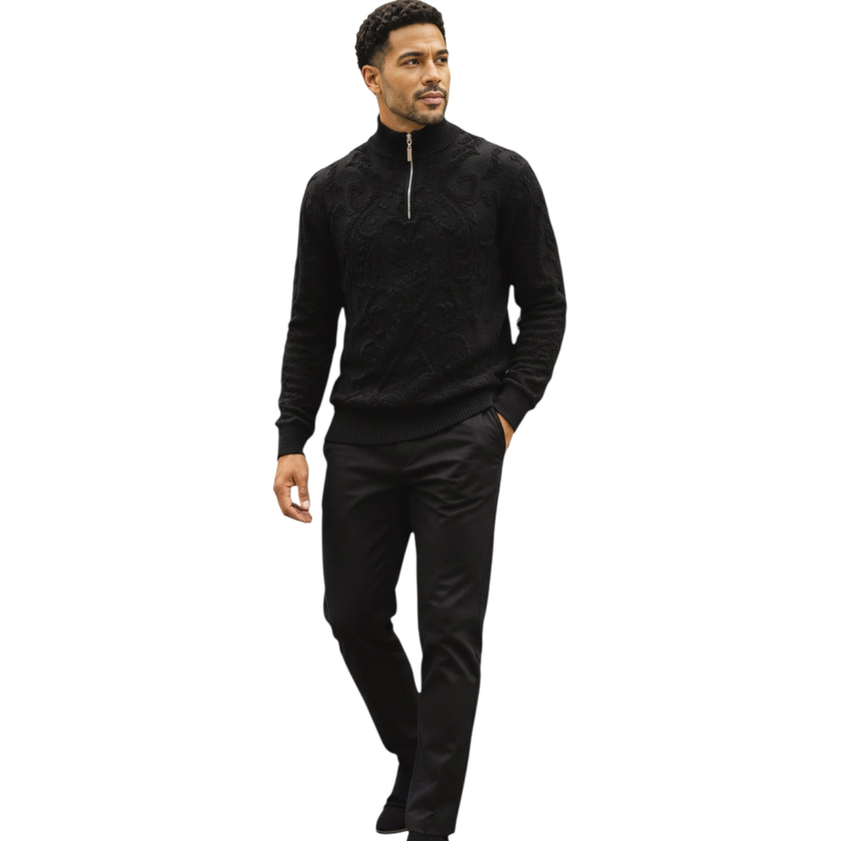 SILVERSILK: Quarter Zip Chenille Sweater 32010
