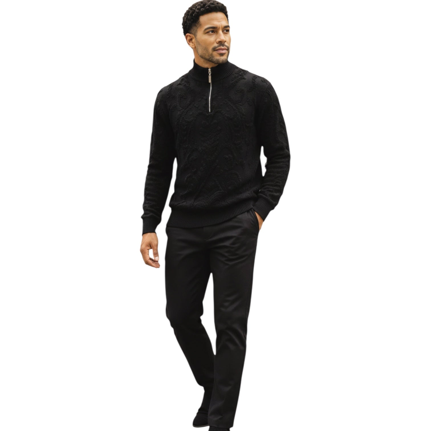 SILVERSILK: Quarter Zip Chenille Sweater 32010