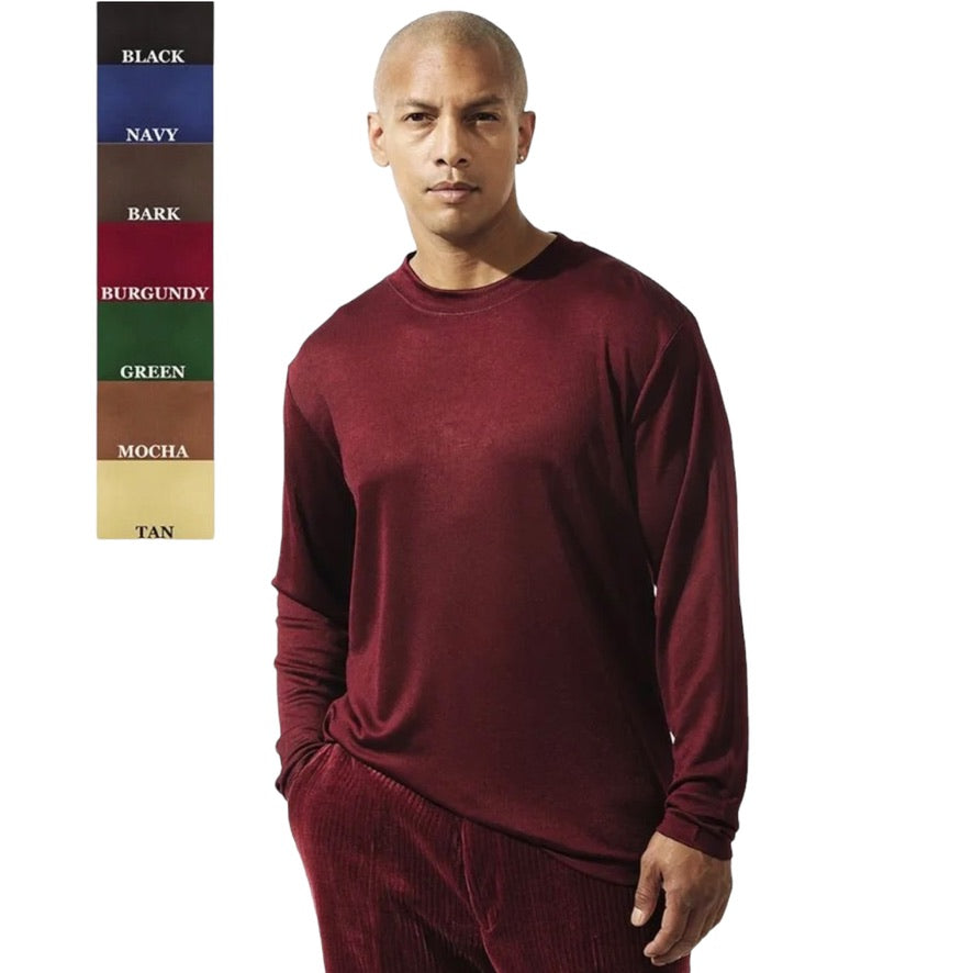 STACY ADAMS: Ribbed Mock Neck LS Tee 5004