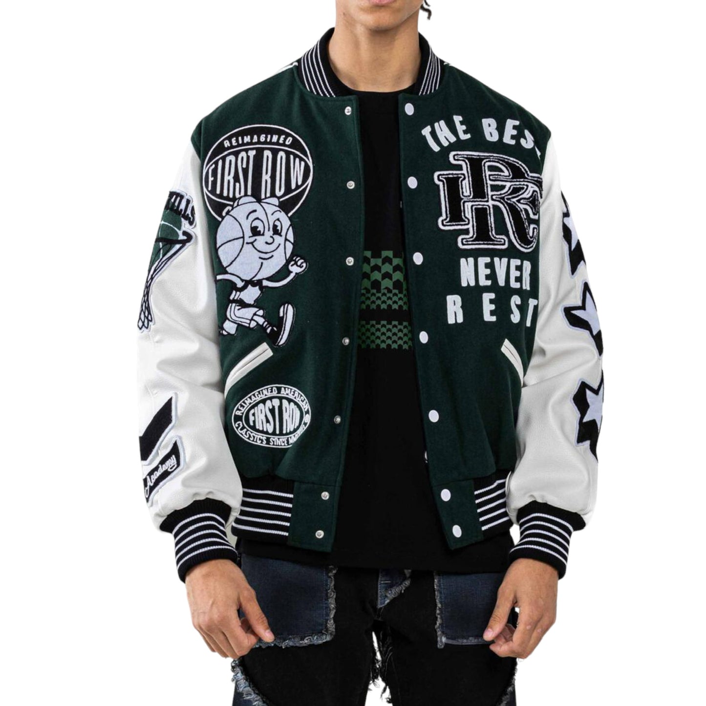 FIRST ROW: Best Never Rest Varsity Jacket FRJ0050