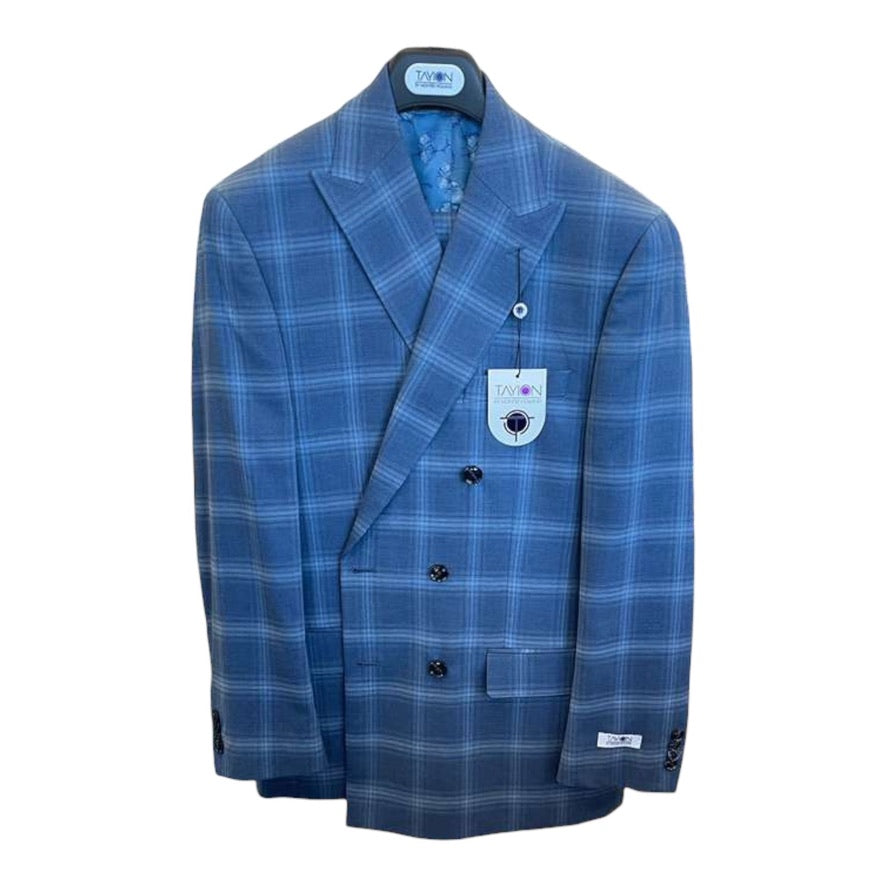 TAYION: Double Breast Plaid Modern Suit RAZ0092