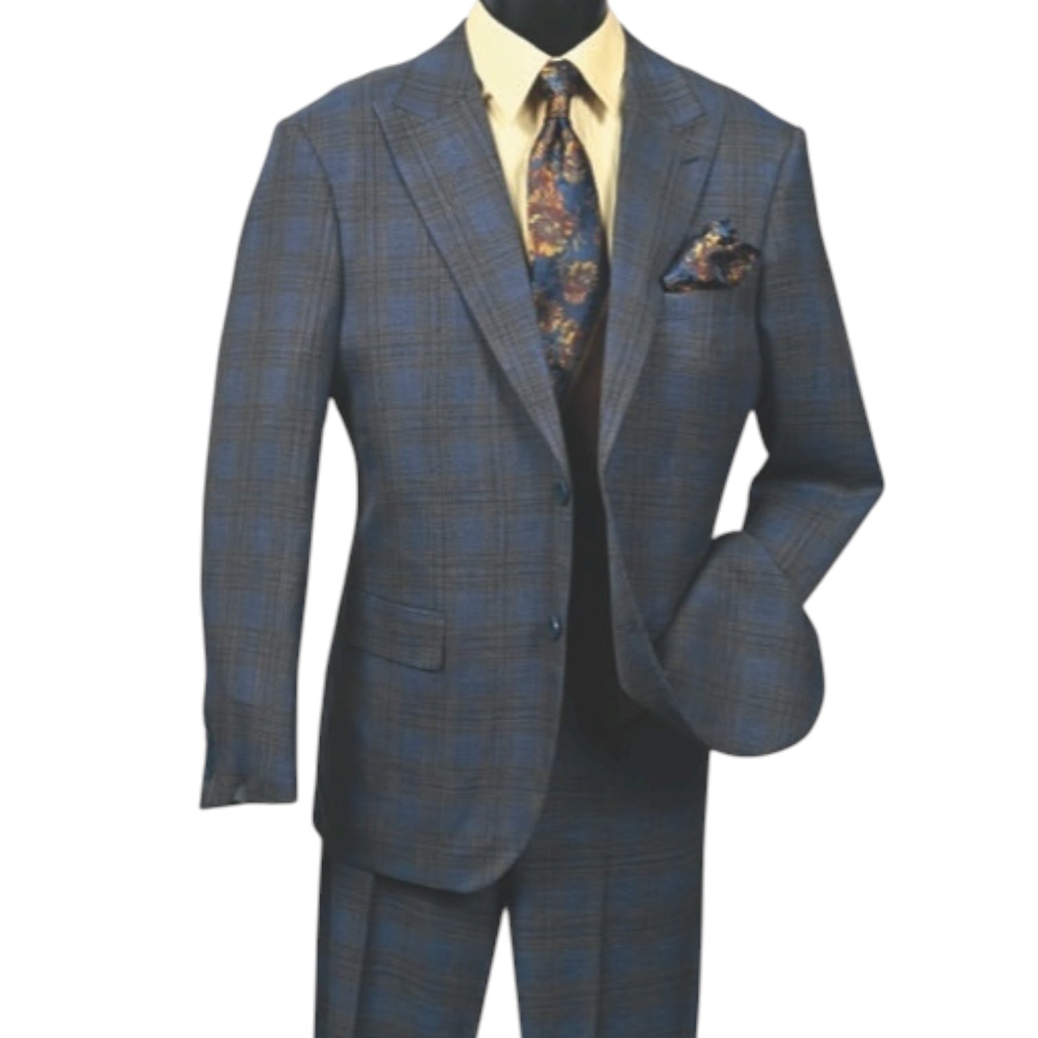 MAZARI: Plaid Bart 3pc Modern Suit 2428