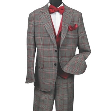 MAZARI: Plaid Pett 3pc Modern Suit 2426