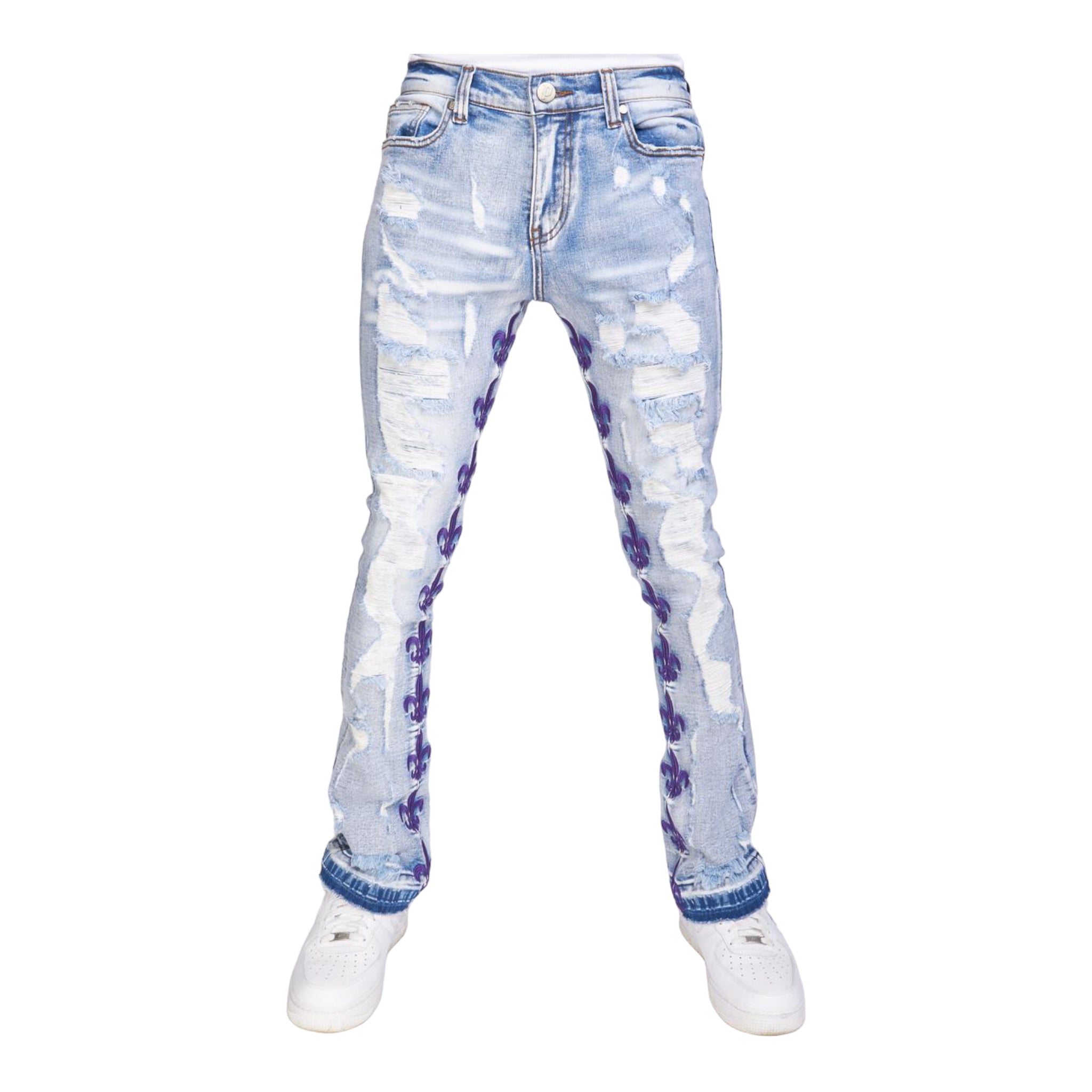POLITICS: Skinny Fleur De Lis Stacked Jeans