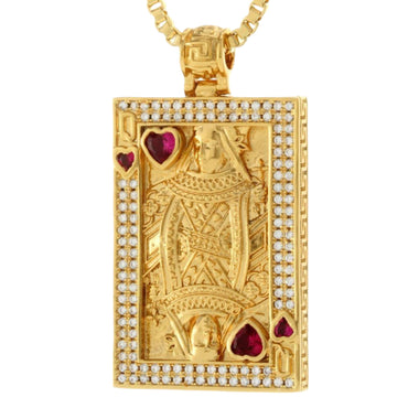 KING ICE: 14K King and Queen of Hearts Necklace